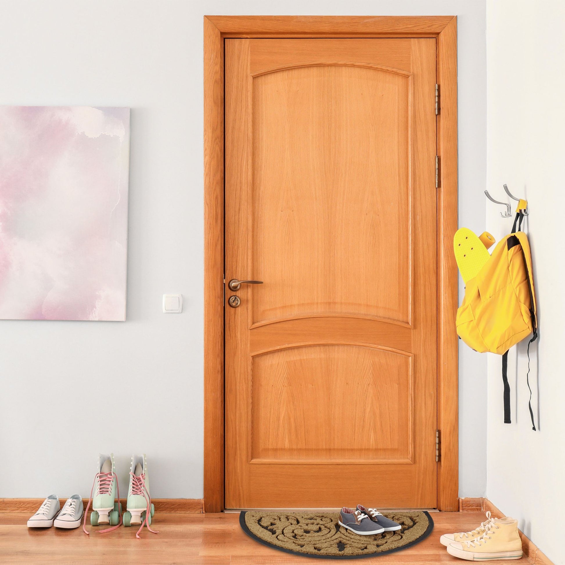 Fussmatte Kokos halbrund 60x100cm Braun-Schwarz von Relaxdays