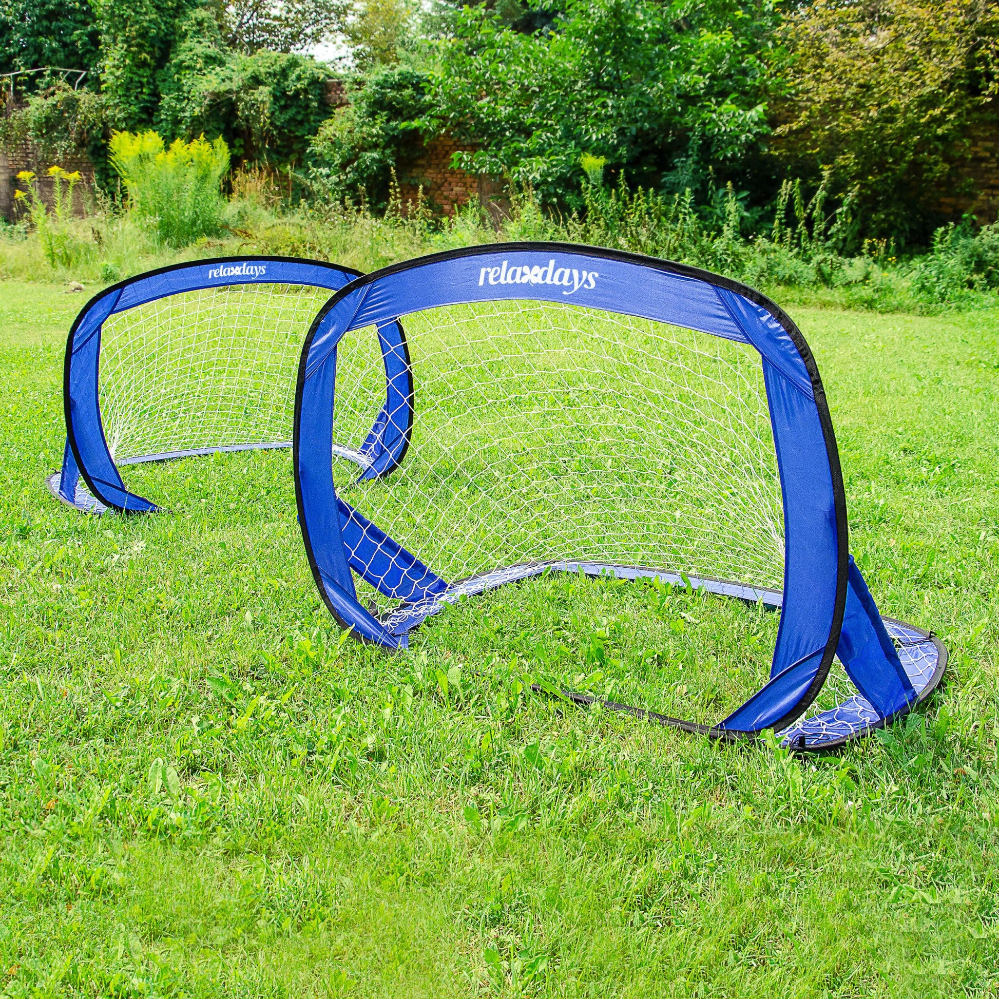 Fussballtore Pop-Up 2er-Set Blau-Schwarz von Relaxdays