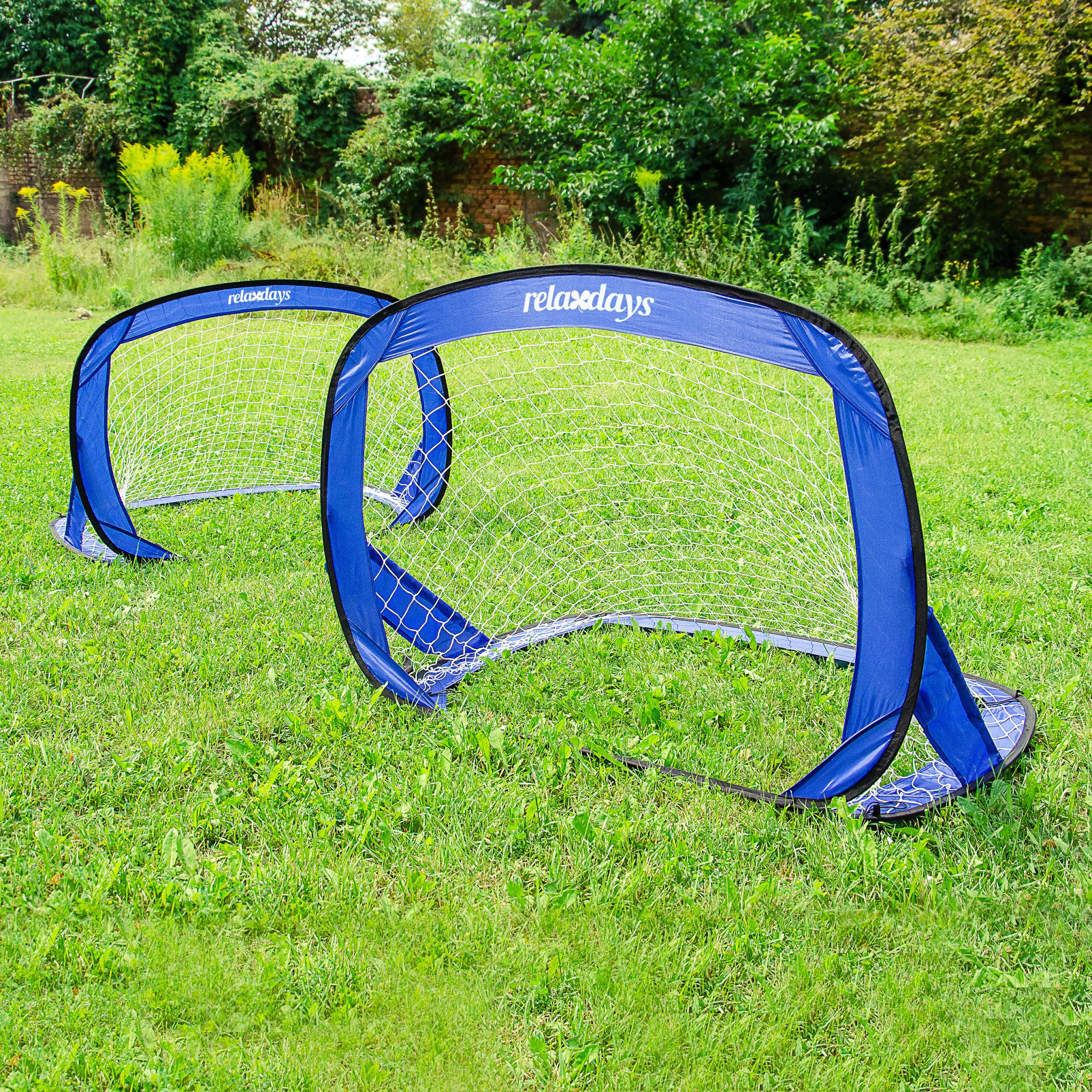 Fussballtore Pop-Up 2er-Set Blau-Schwarz von Relaxdays