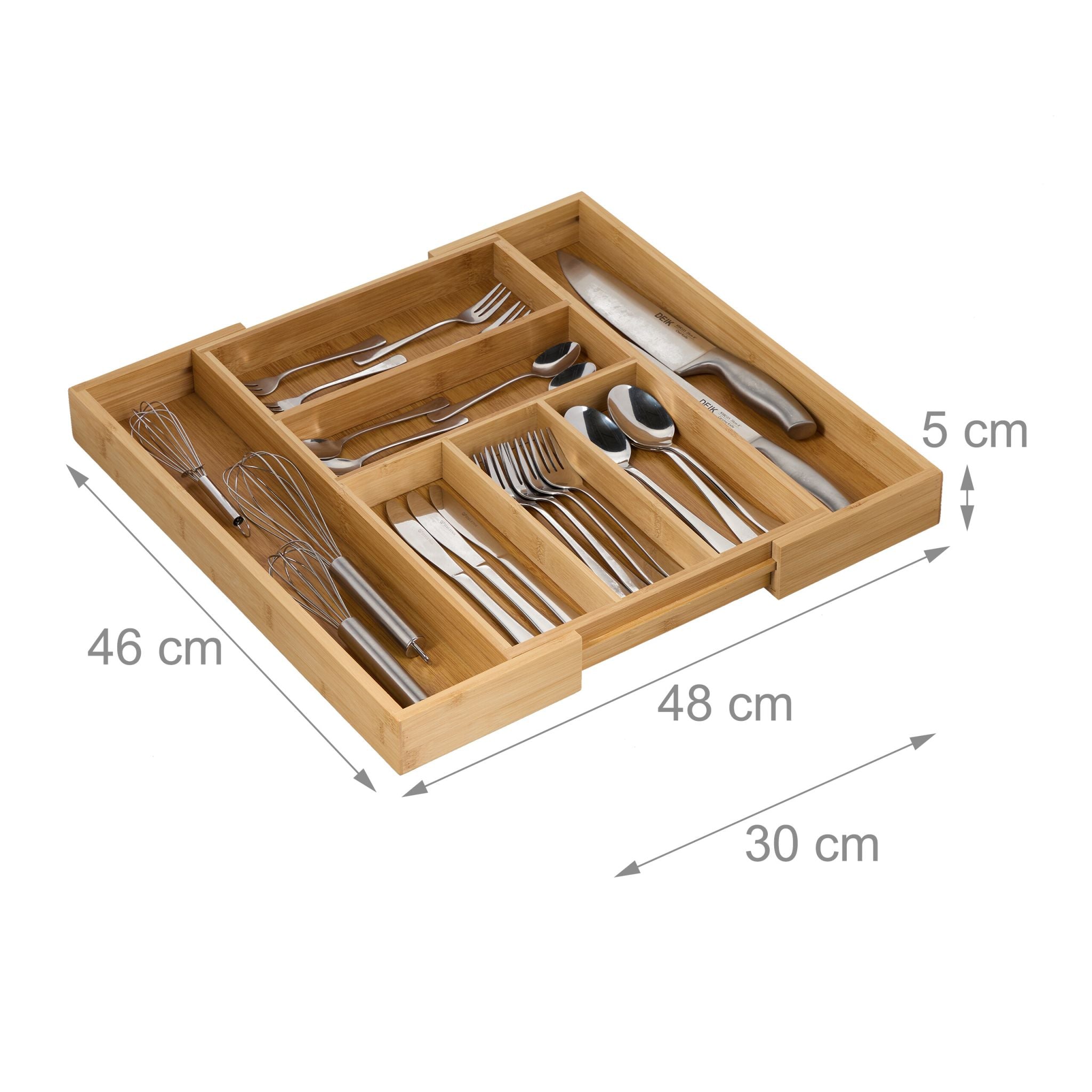 Besteckkasten Bambus ziehbar M Hellbraun von Relaxdays
