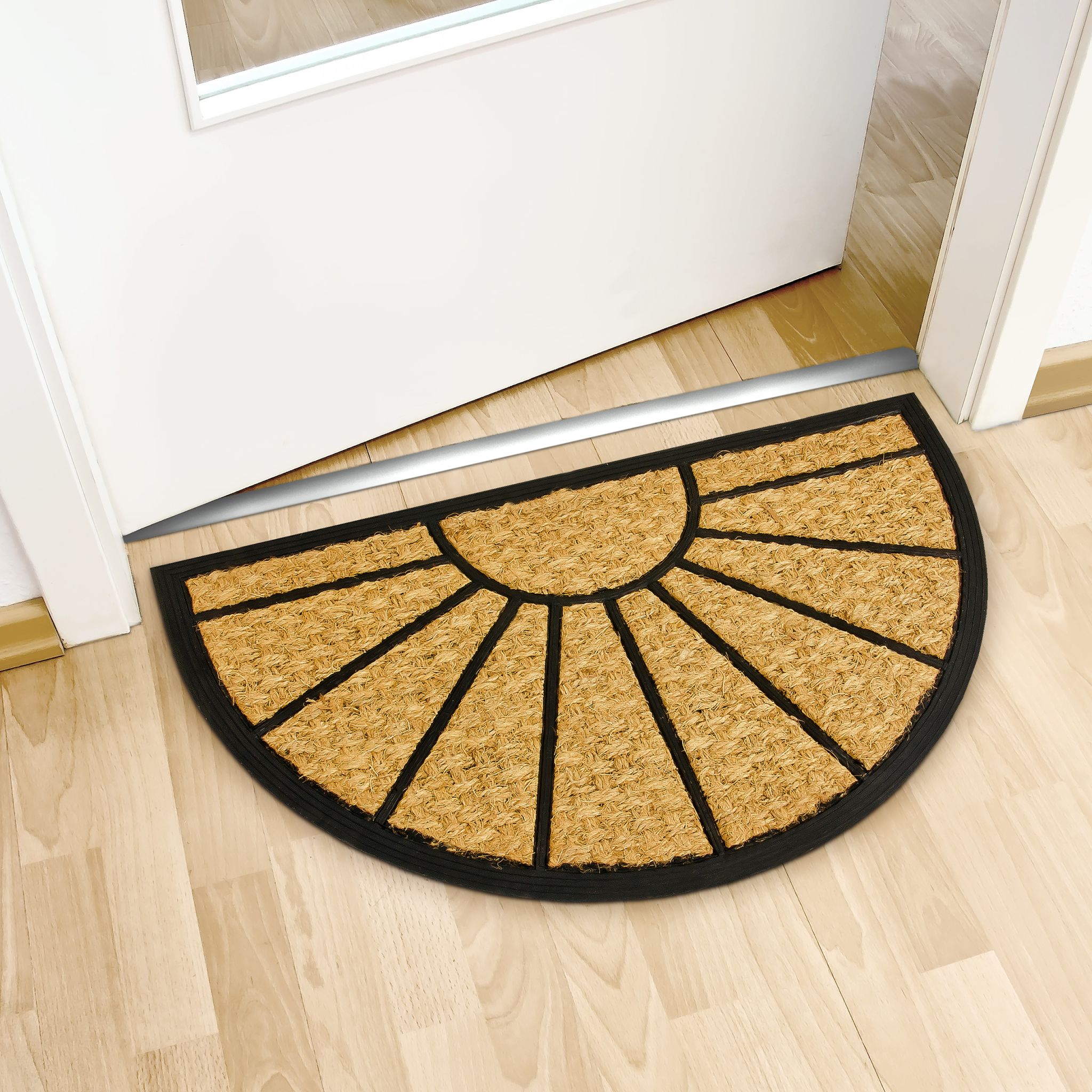 Fussmatte halbrund Kokos 45x75cm Dunkelbraun-Hellbraun von Relaxdays