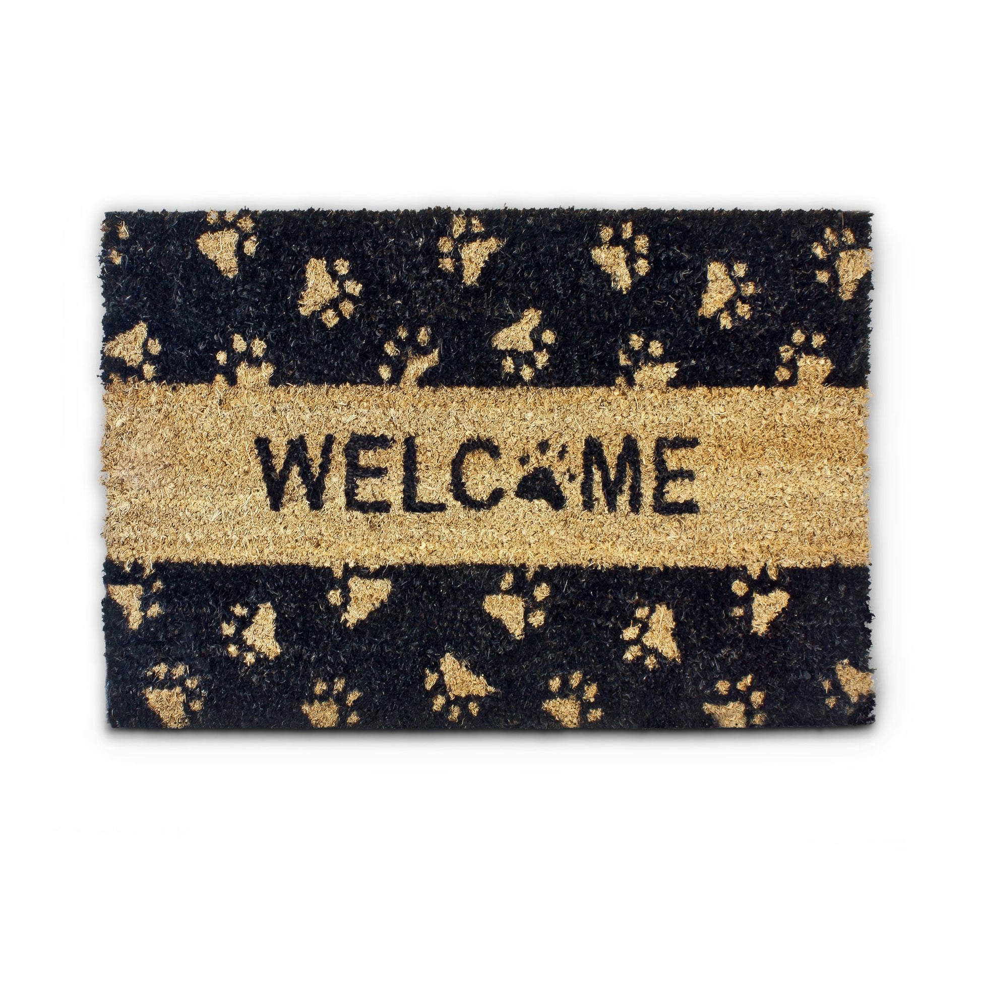 Fussmatte Kokos TATZEN WELCOME Hellbraun-Schwarz von Relaxdays