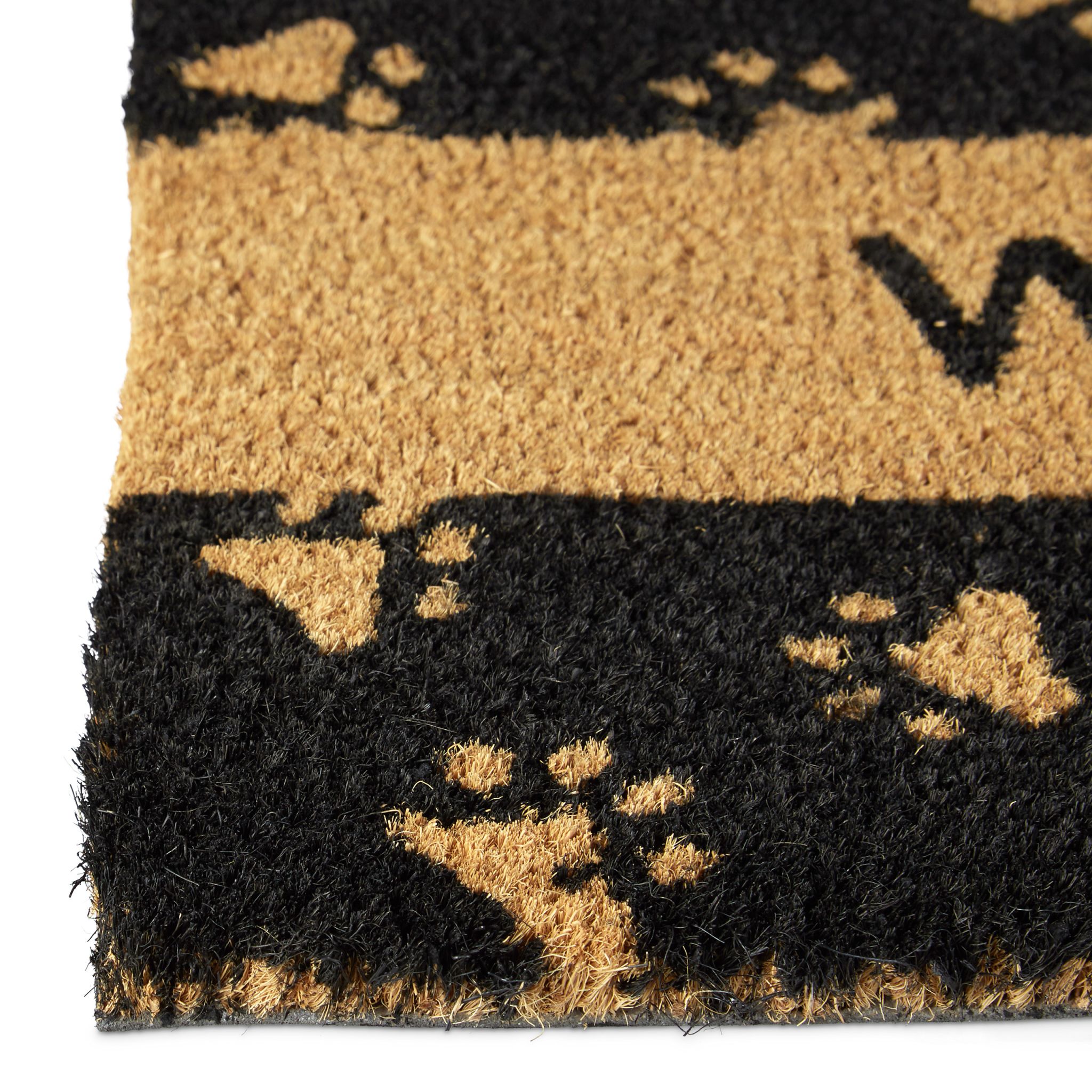 Fussmatte Kokos TATZEN WELCOME Hellbraun-Schwarz von Relaxdays