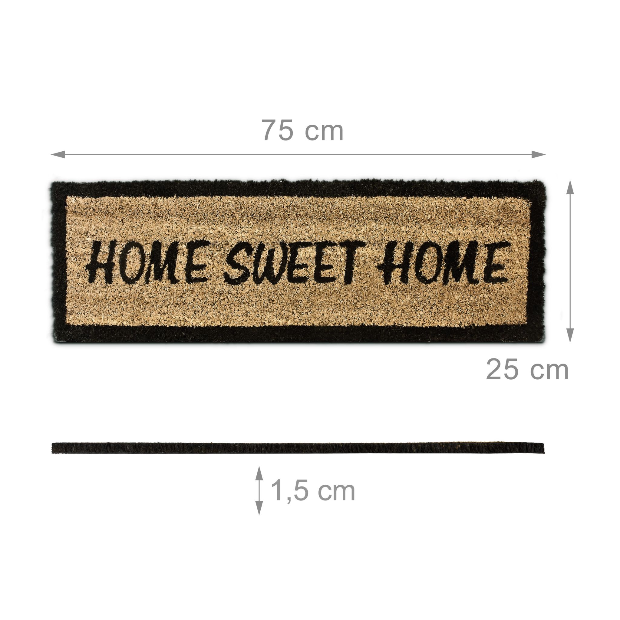 Fussmatte HOME SWEET HOME Hellbraun-Schwarz von Relaxdays