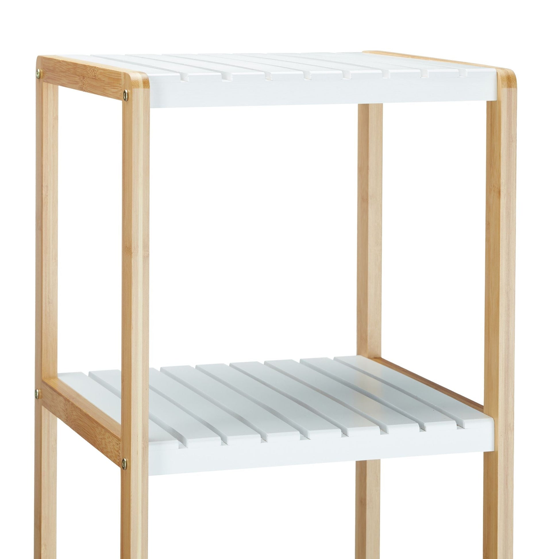 Regal Bambus mit 4 Ablagen Weiss-Hellbraun von Relaxdays