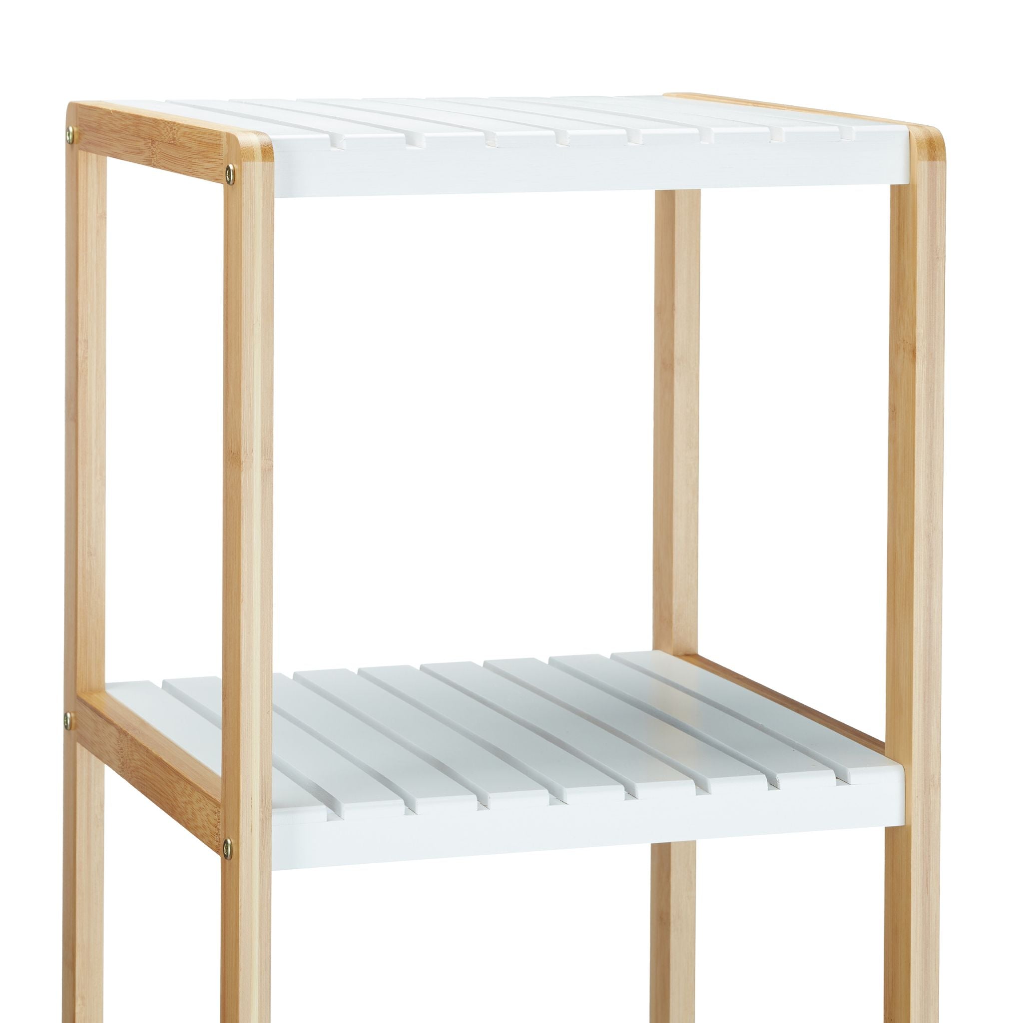 Regal Bambus mit 4 Ablagen Weiss-Hellbraun von Relaxdays