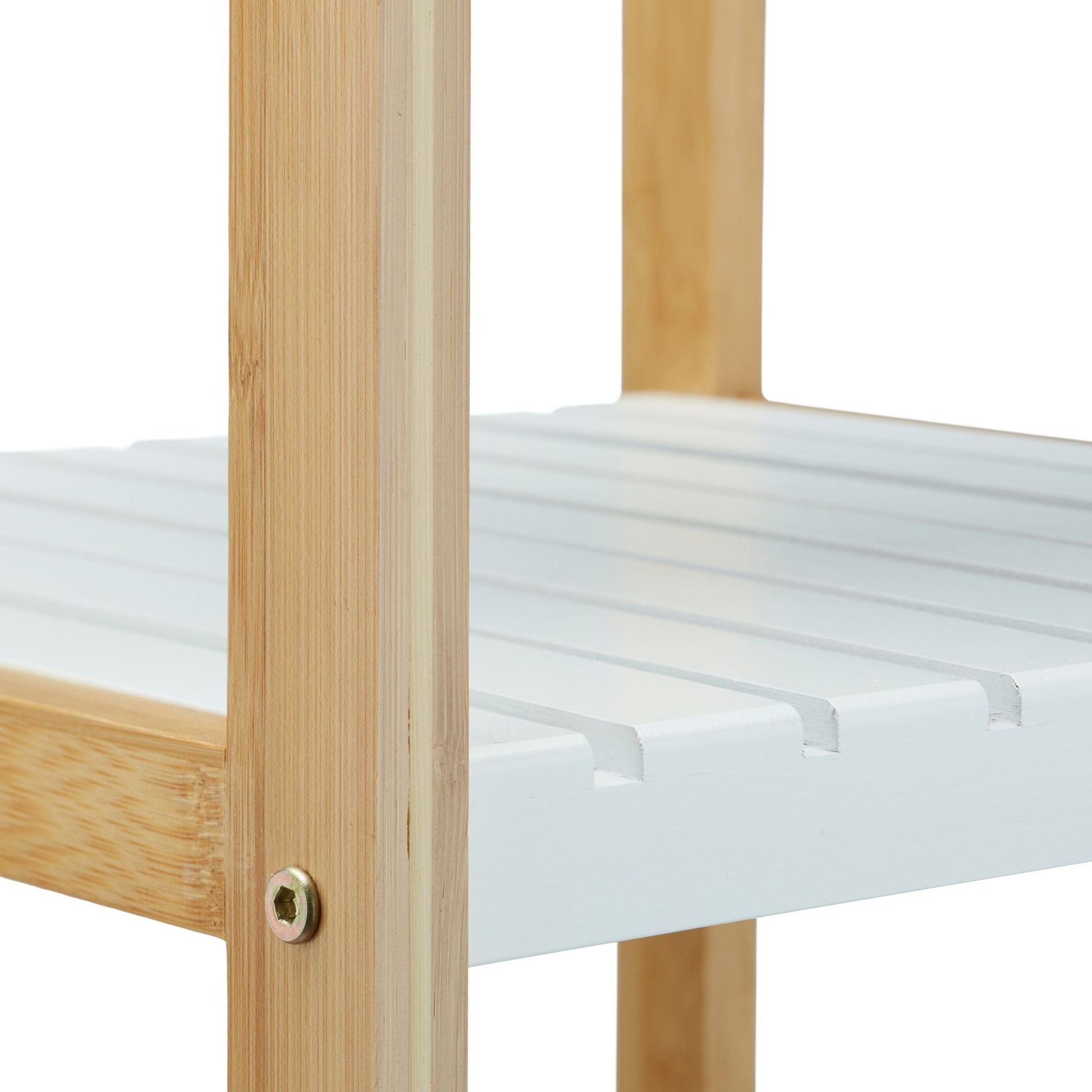 Regal Bambus mit 4 Ablagen Weiss-Hellbraun von Relaxdays
