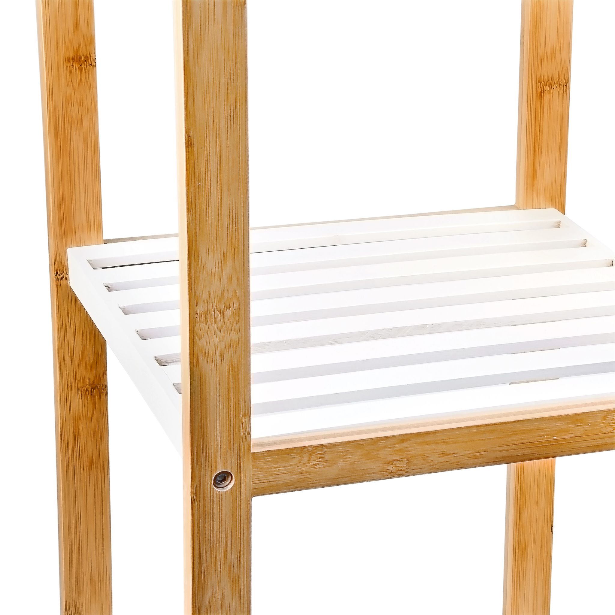 Regal Bambus mit 3 Ablagen Weiss-Hellbraun von Relaxdays