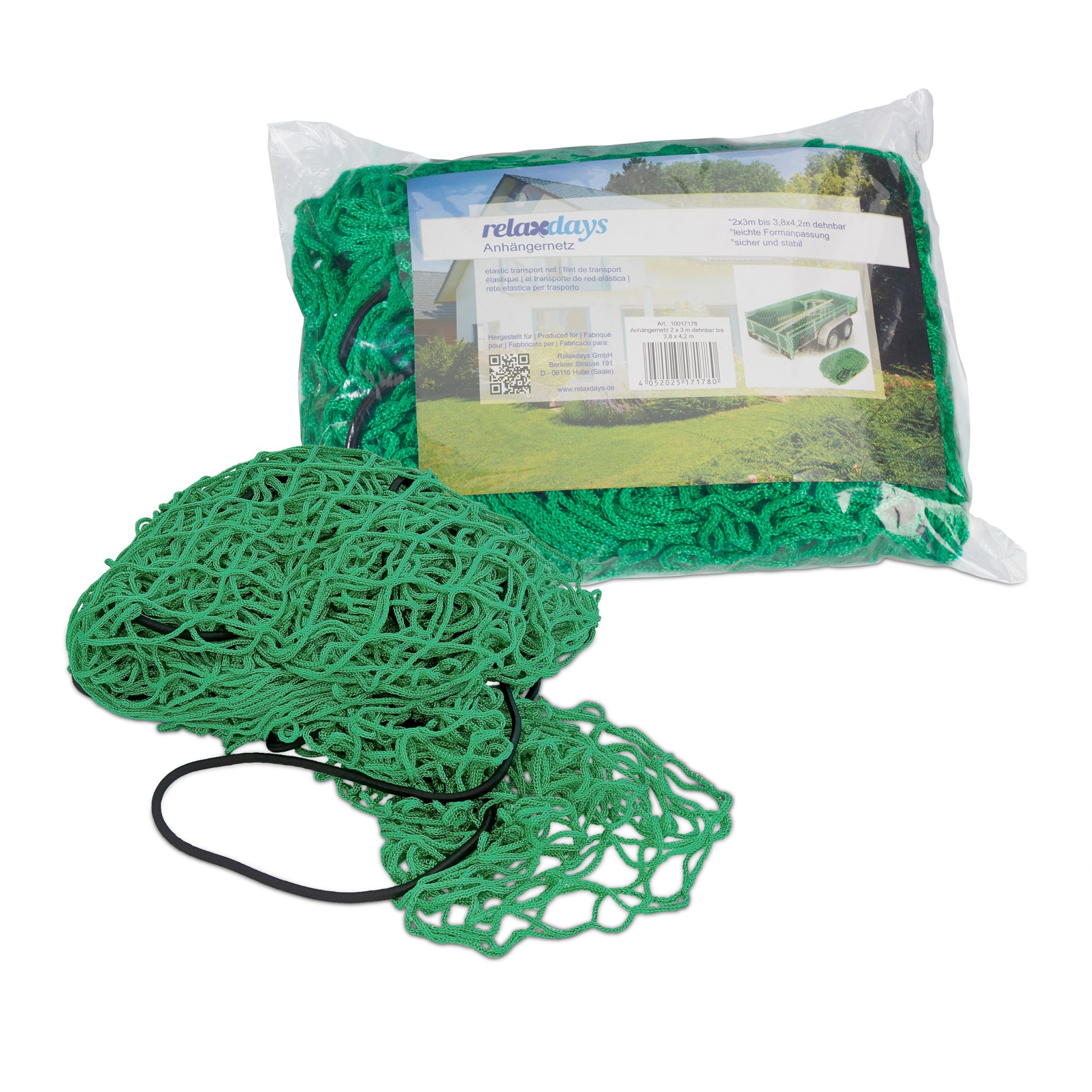 Anhängernetz 2 x 3 m Grün-Schwarz von Relaxdays