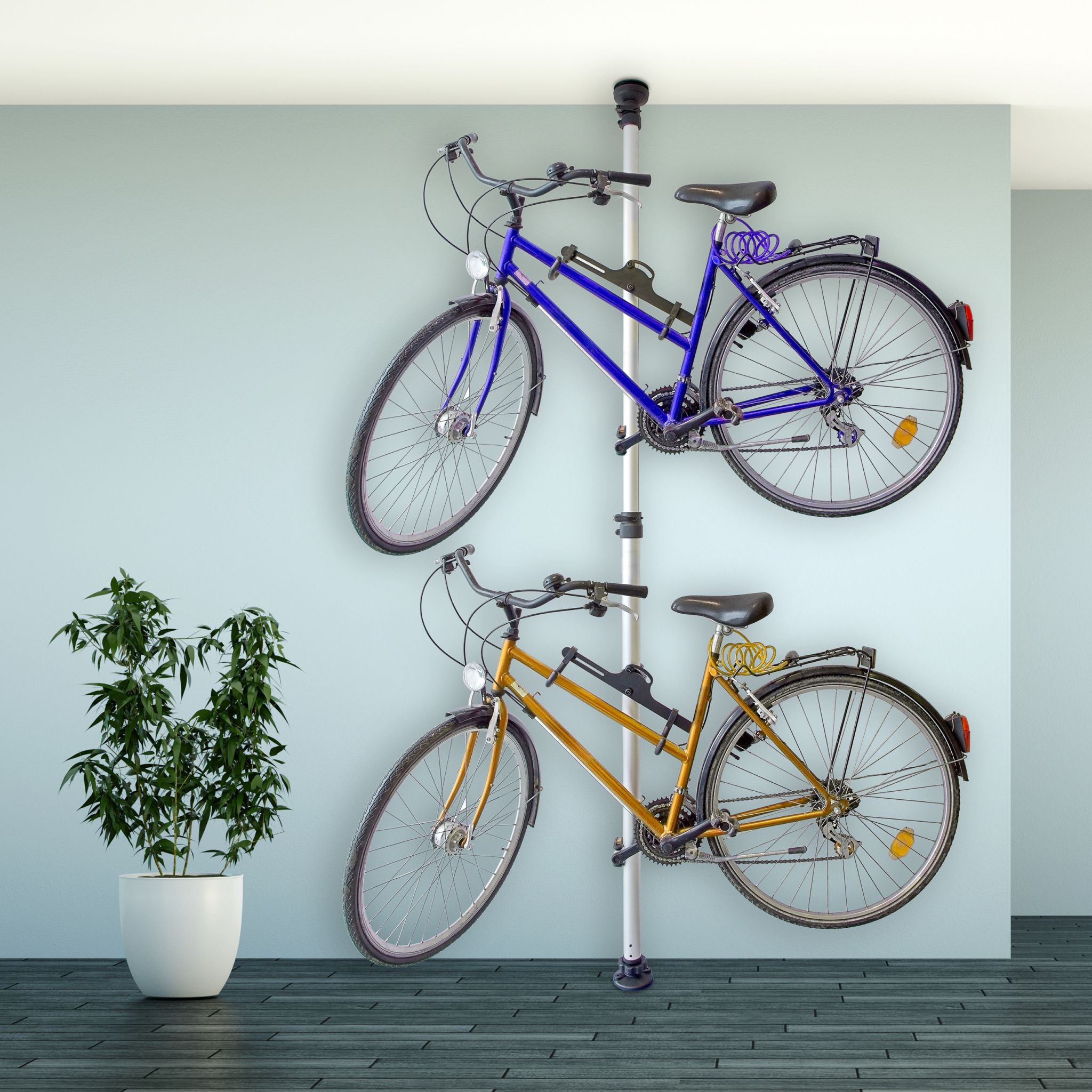 Teleskop Fahrradhalterung für 2 Räder Schwarz-Silber von Relaxdays