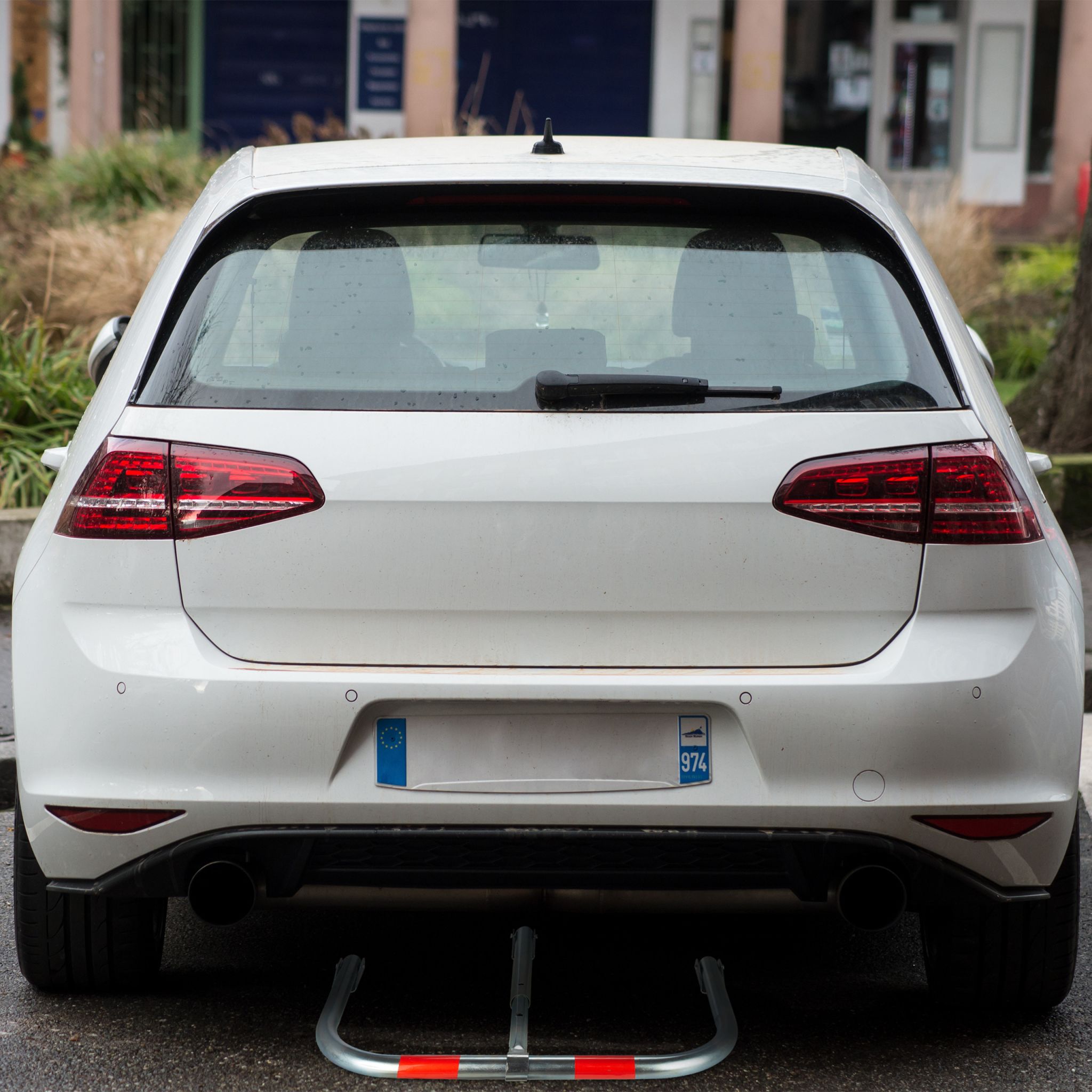 Parkplatzsperre klappbar Rot-Silber von Relaxdays