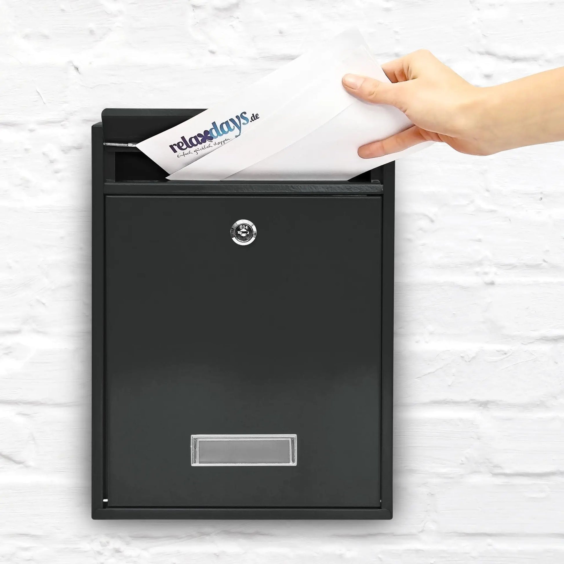 Briefkasten Design 35cm Farbauswahl Schwarz-Silber von Relaxdays