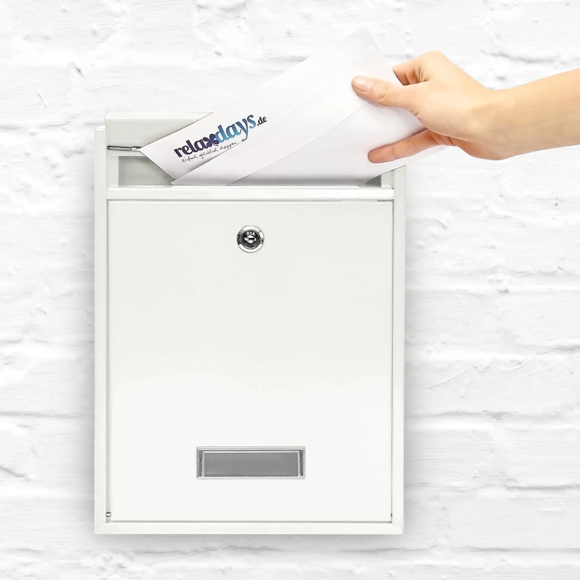 Briefkasten Design 35cm Farbauswahl Weiss-Silber von Relaxdays