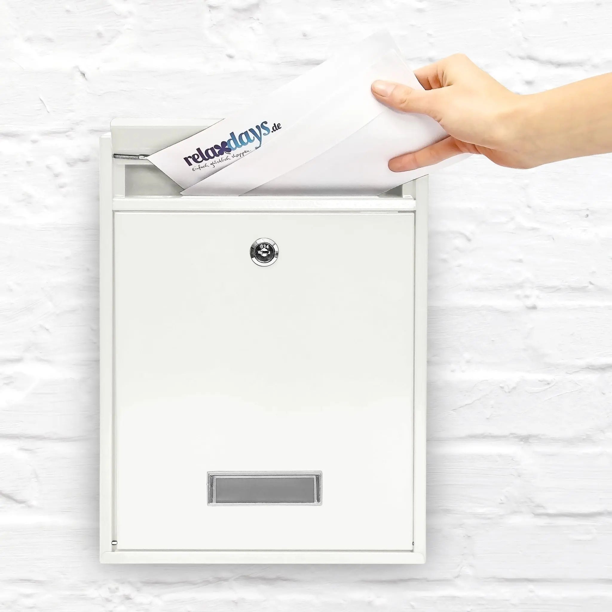 Briefkasten Design 35cm Farbauswahl Weiss-Silber von Relaxdays