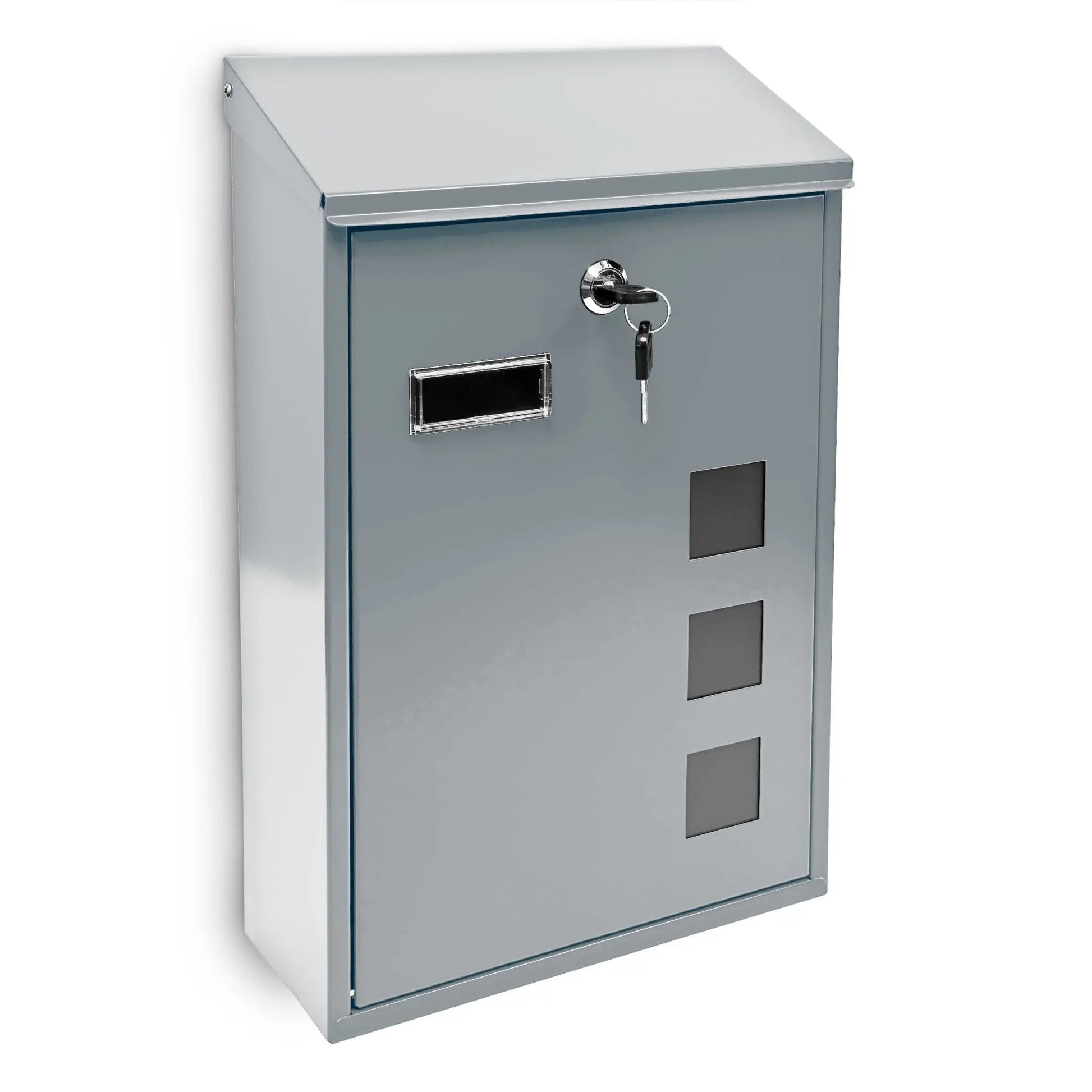 Briefkasten 3 Fenster Farbauswahl Silber-Transparent von Relaxdays