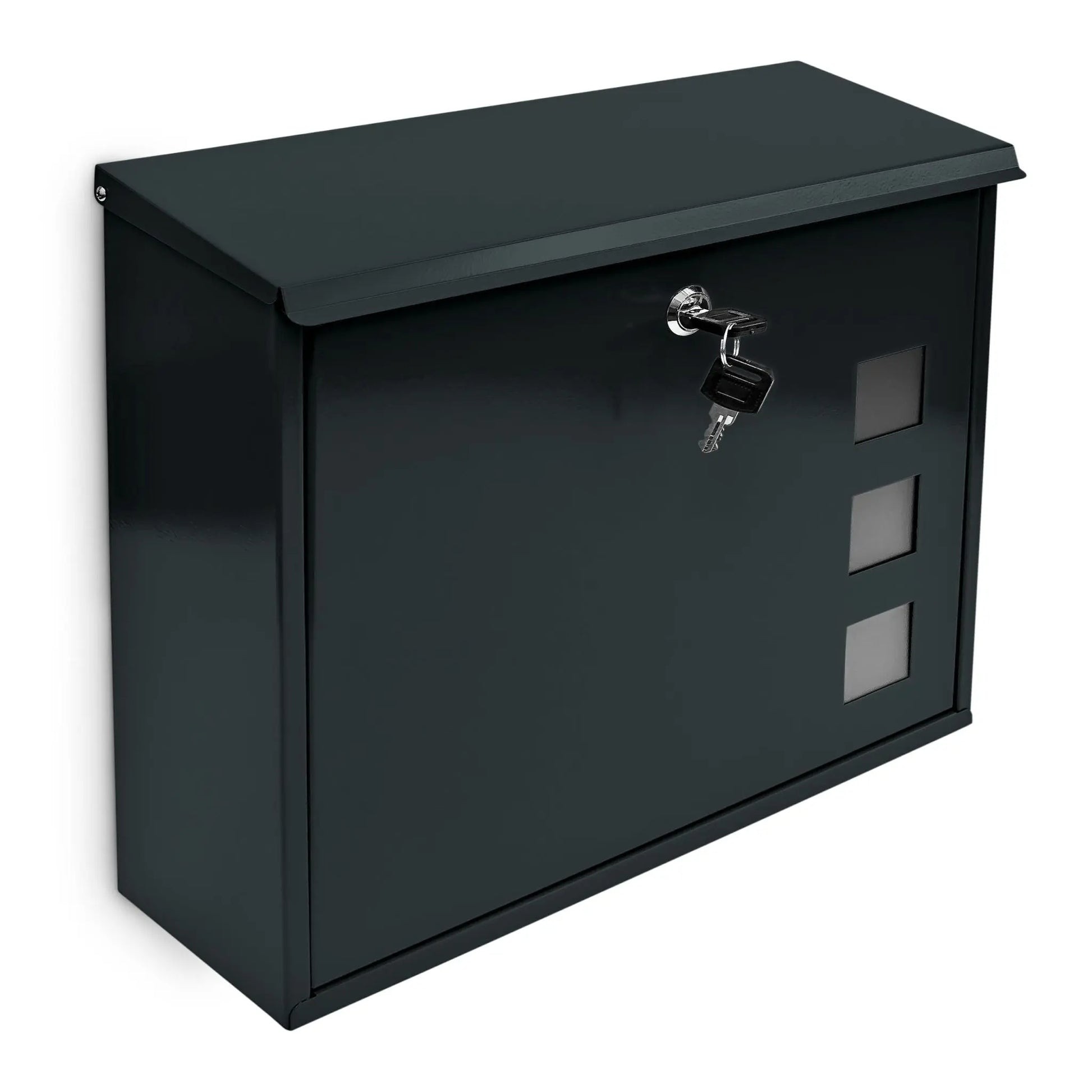 Briefkasten Metall 3 Fenster Farbauswahl Schwarz-Silber von Relaxdays
