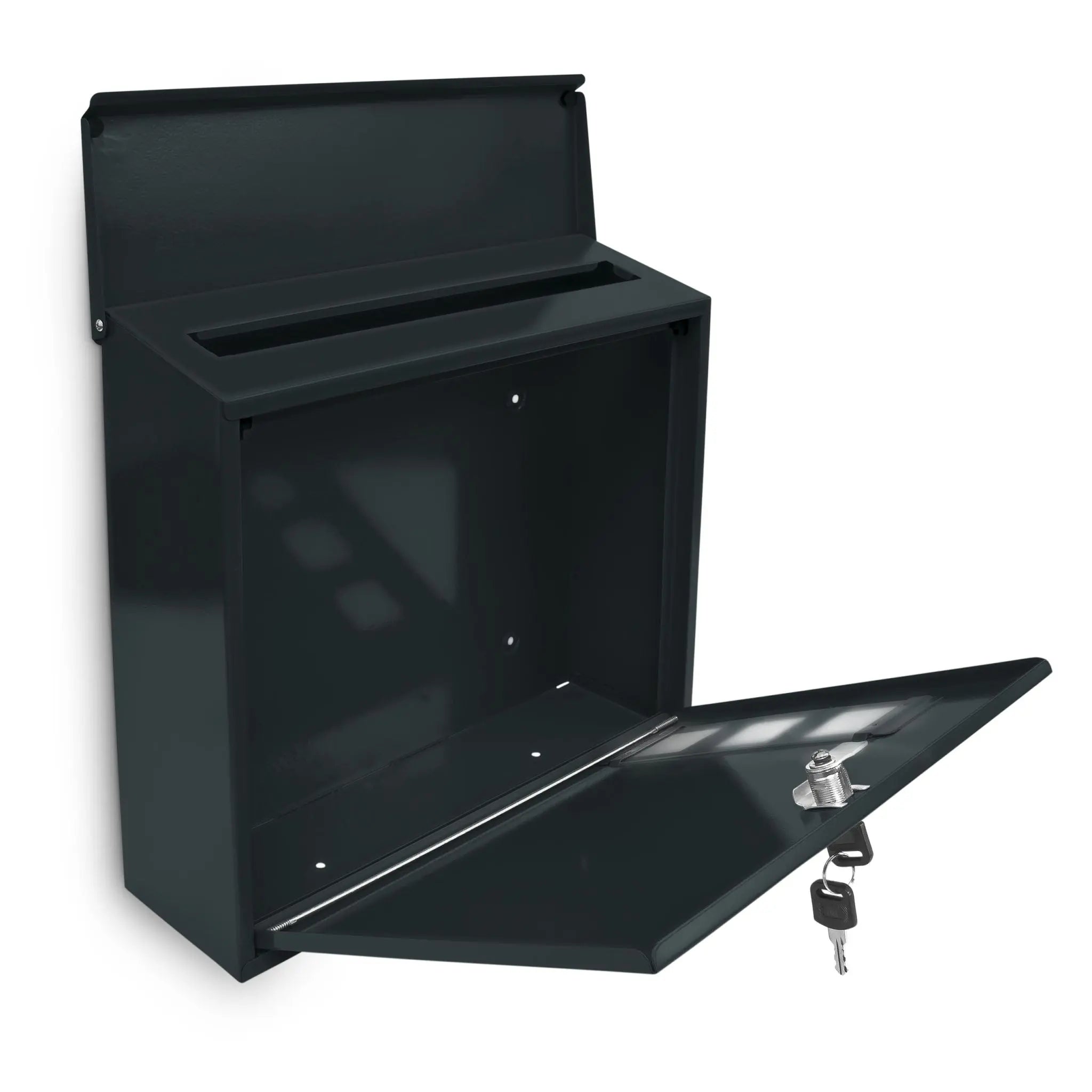 Briefkasten Metall 3 Fenster Farbauswahl Schwarz-Silber von Relaxdays