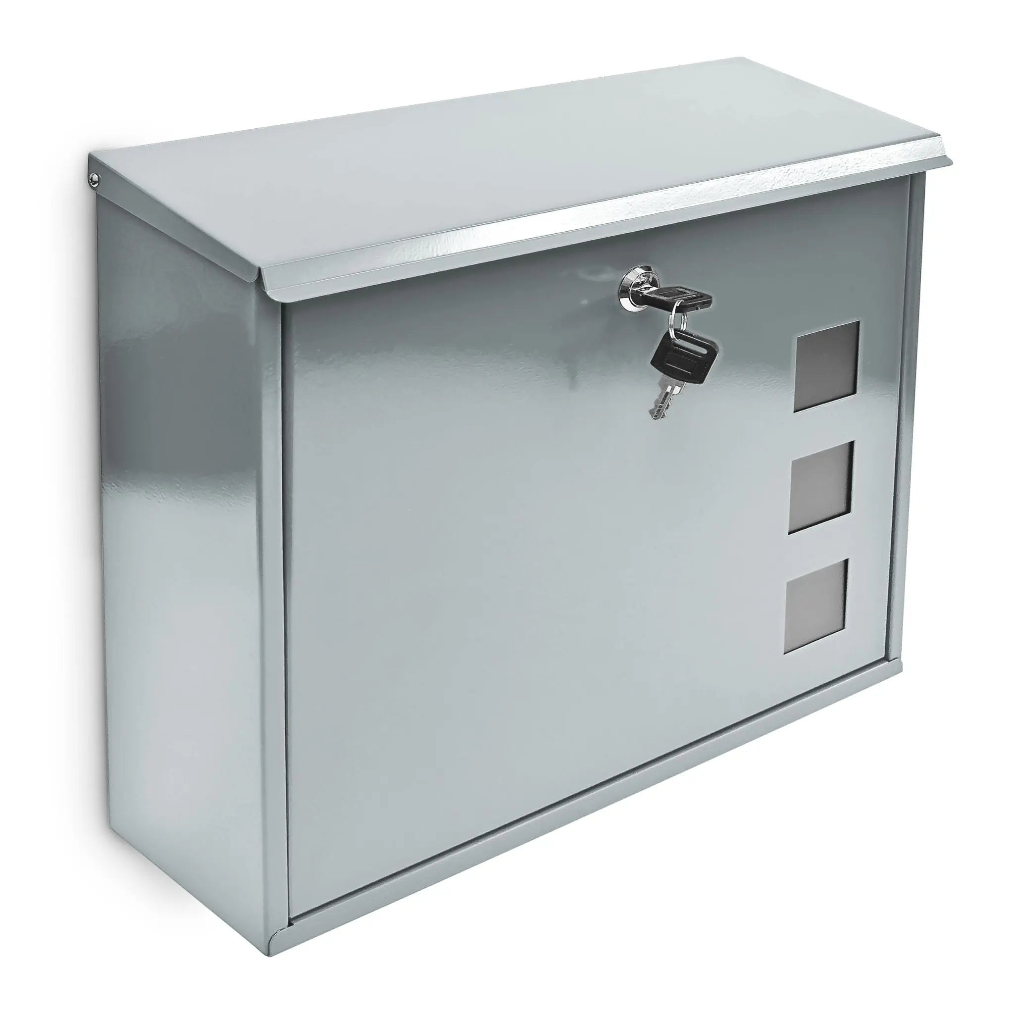 Briefkasten Metall 3 Fenster Farbauswahl Silber von Relaxdays