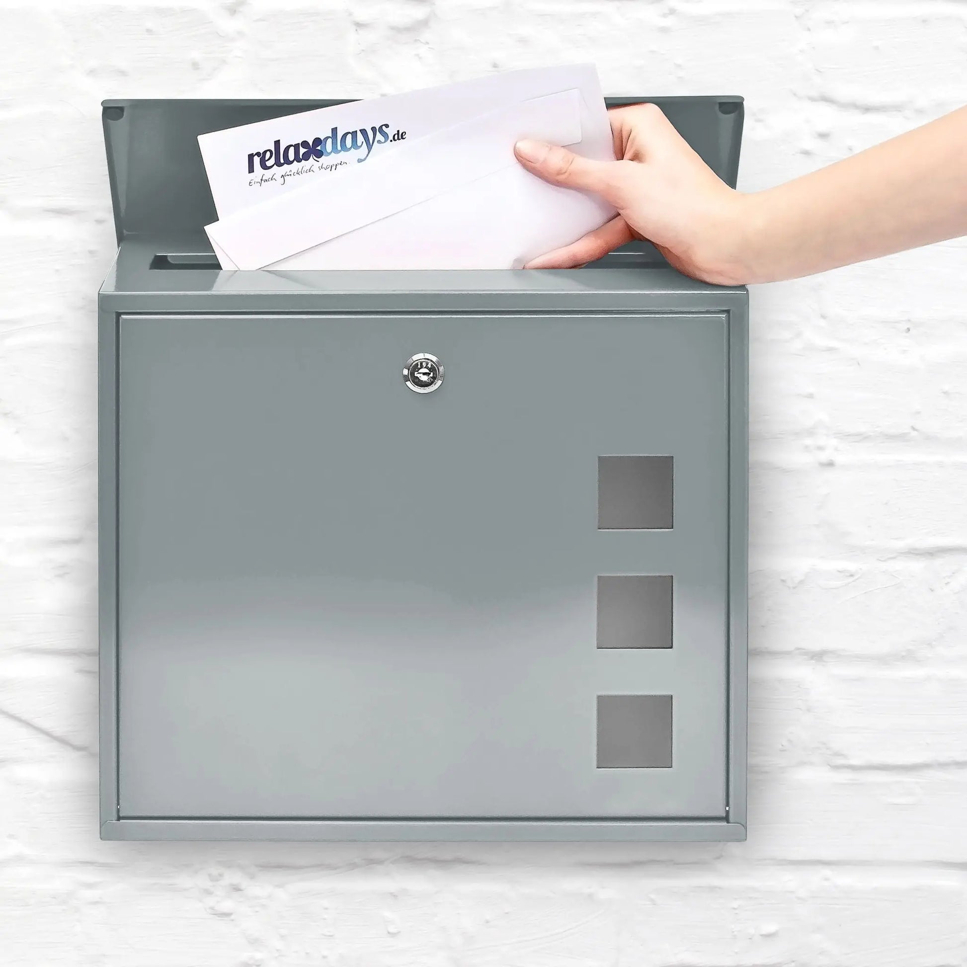 Briefkasten Metall 3 Fenster Farbauswahl Silber von Relaxdays