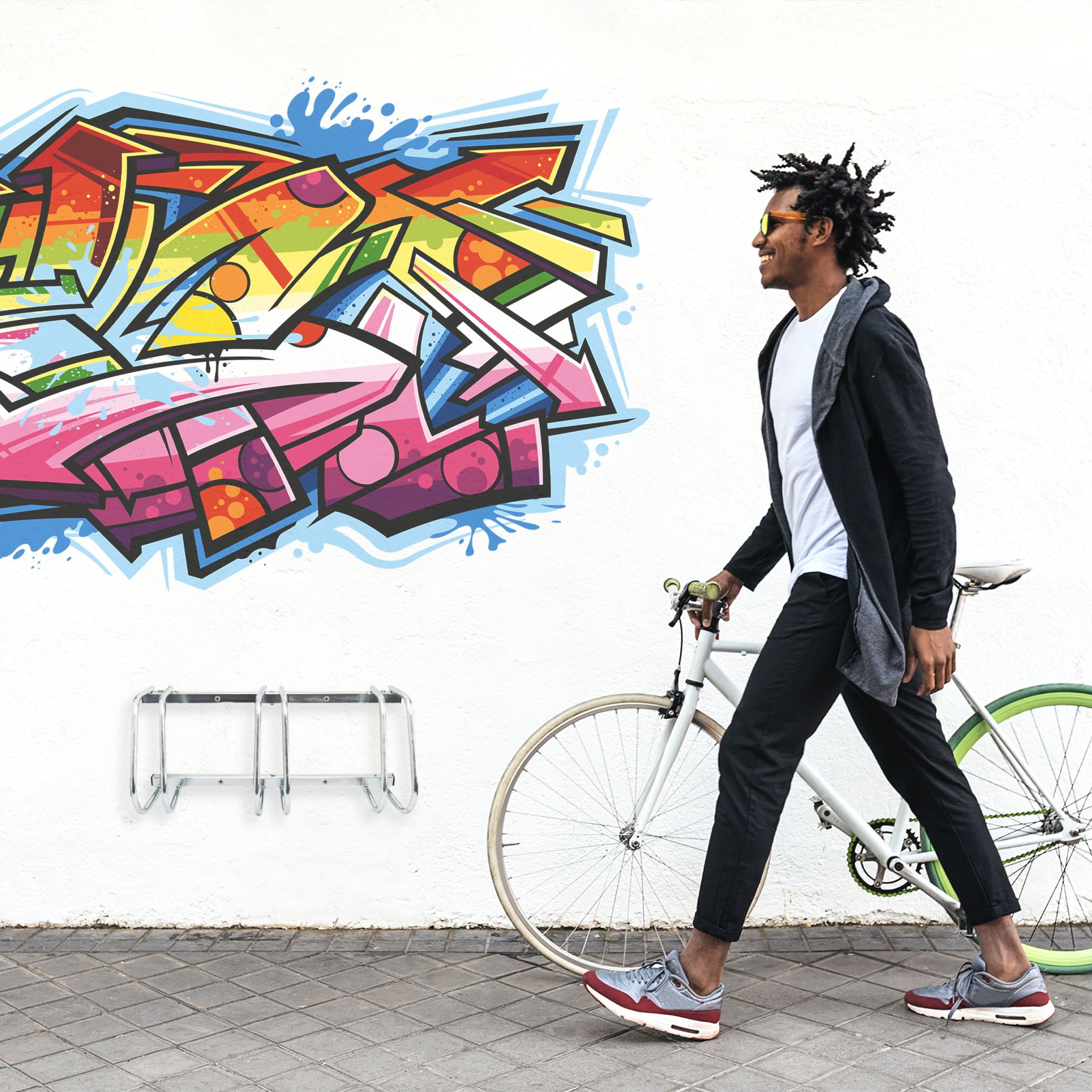 Fahrradständer 3 Fahrräder Stahl Silber von Relaxdays