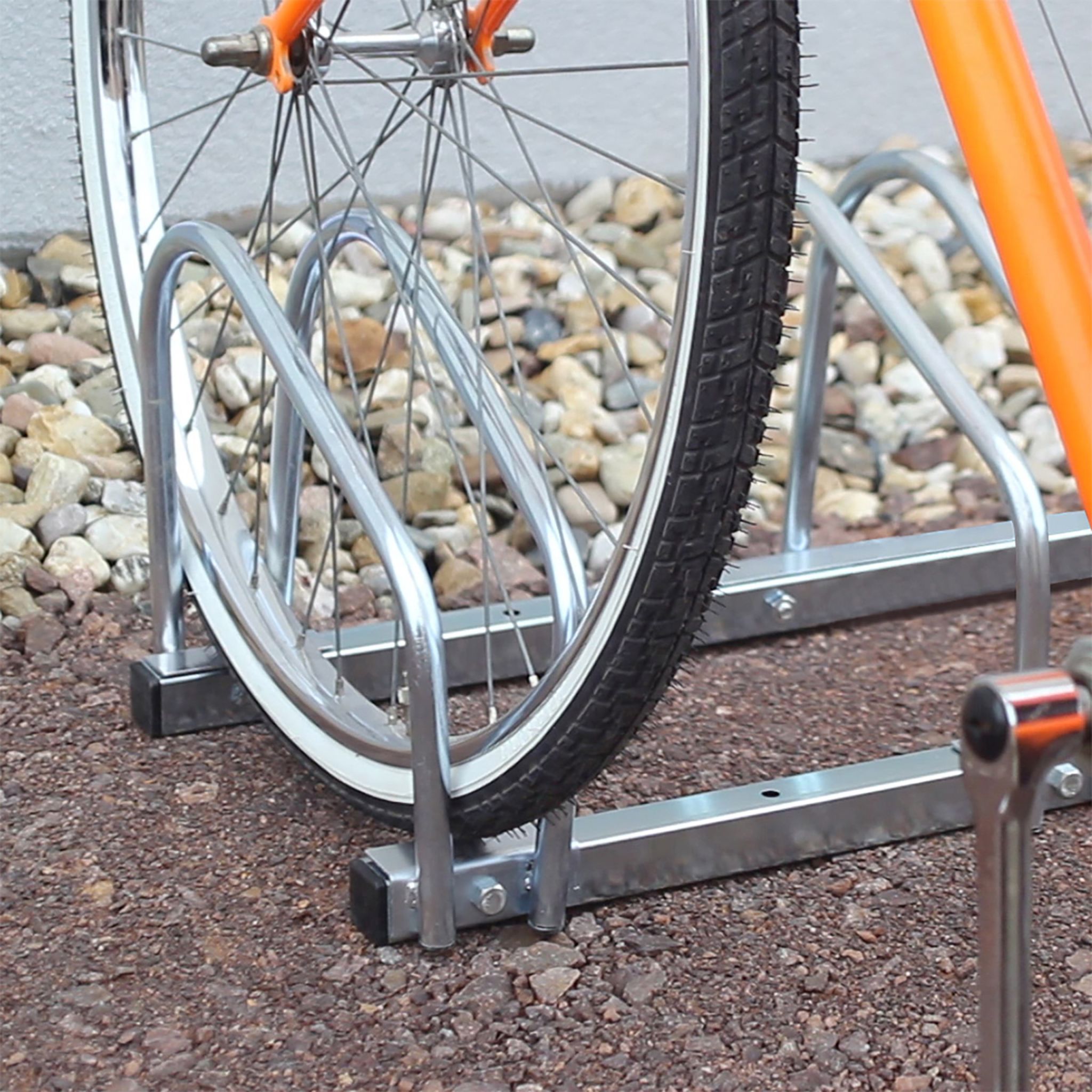 Fahrradständer 5 Fahrräder Stahl 130cm Silber von Relaxdays
