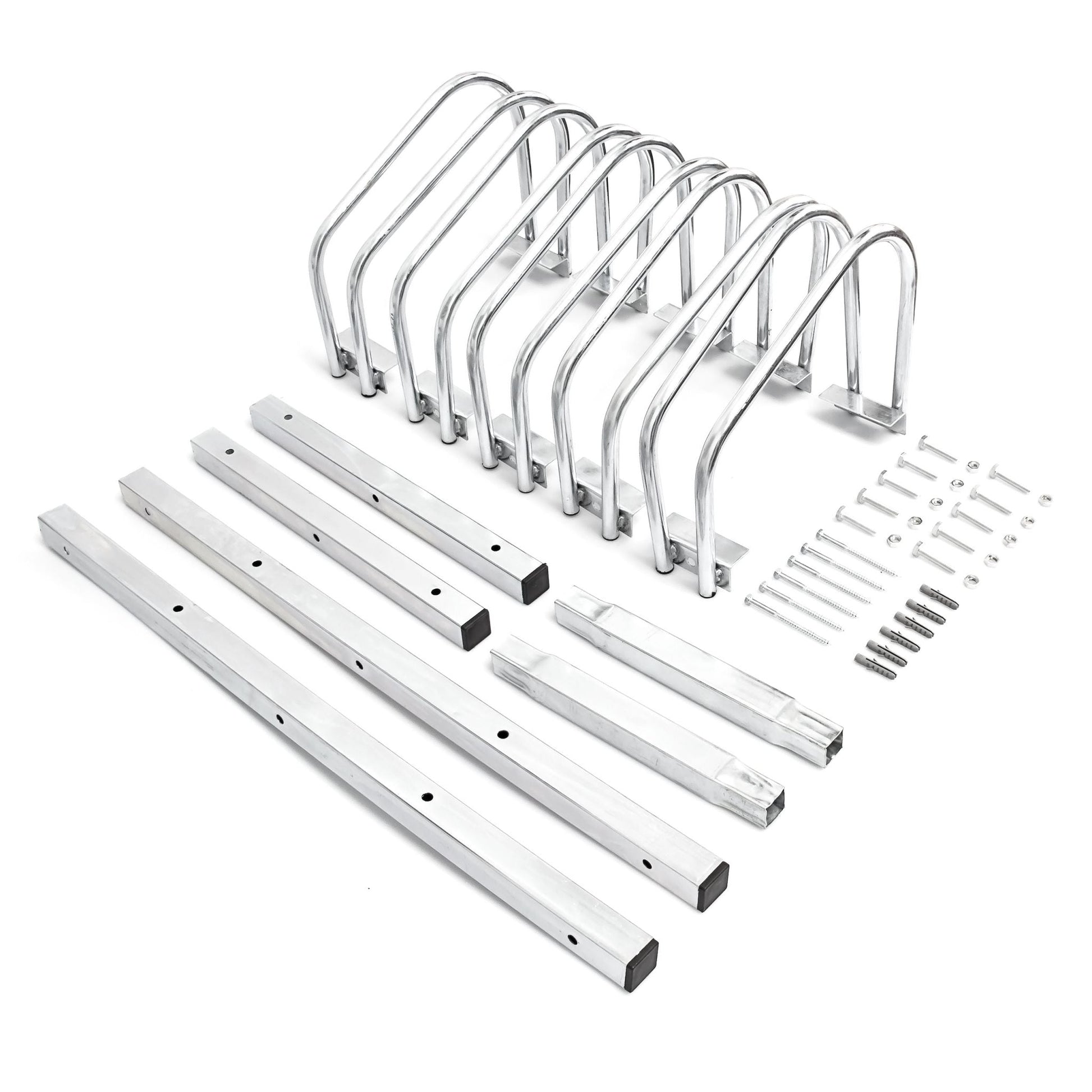 Fahrradständer 5 Fahrräder Stahl 130cm Silber von Relaxdays