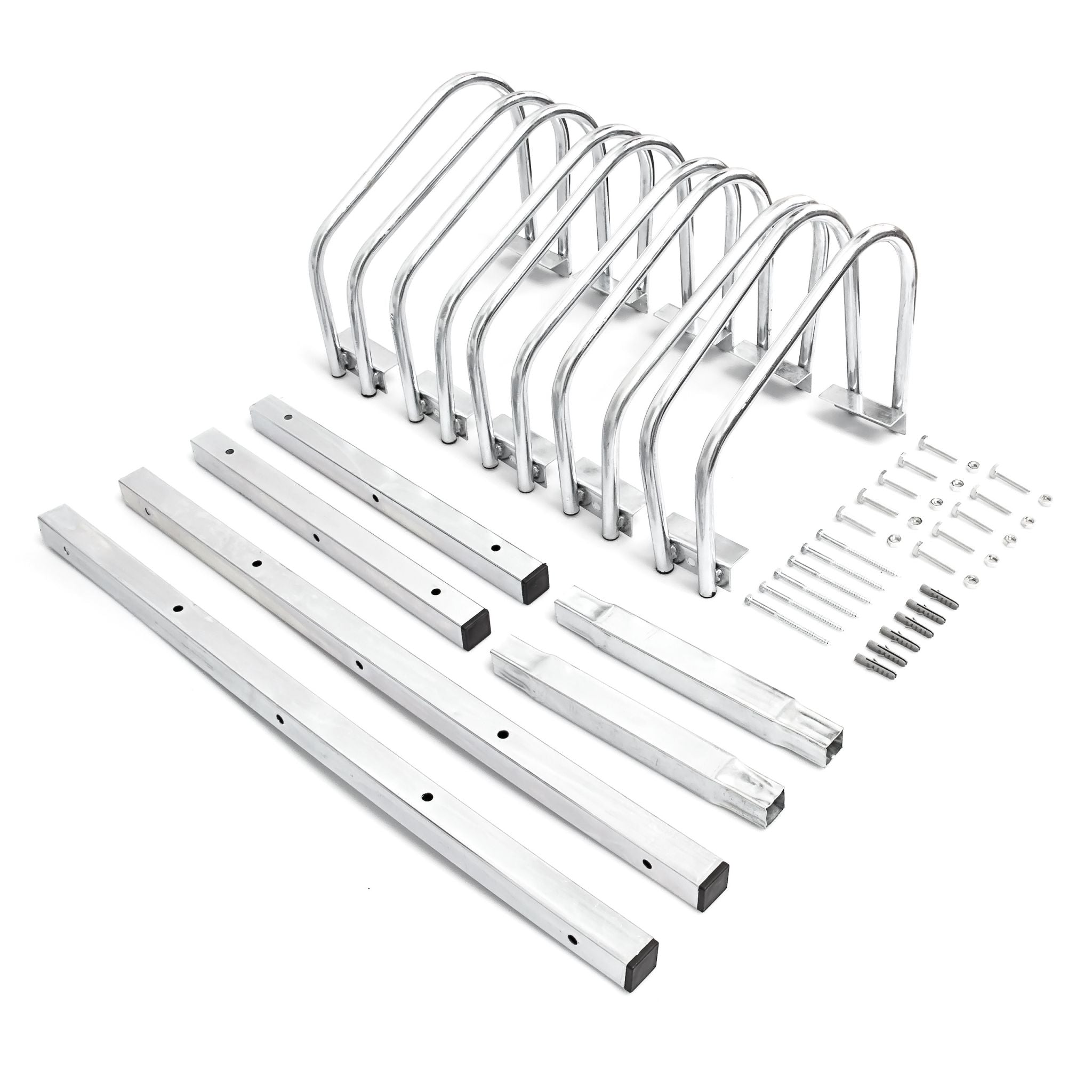Fahrradständer 5 Fahrräder Stahl 130cm Silber von Relaxdays