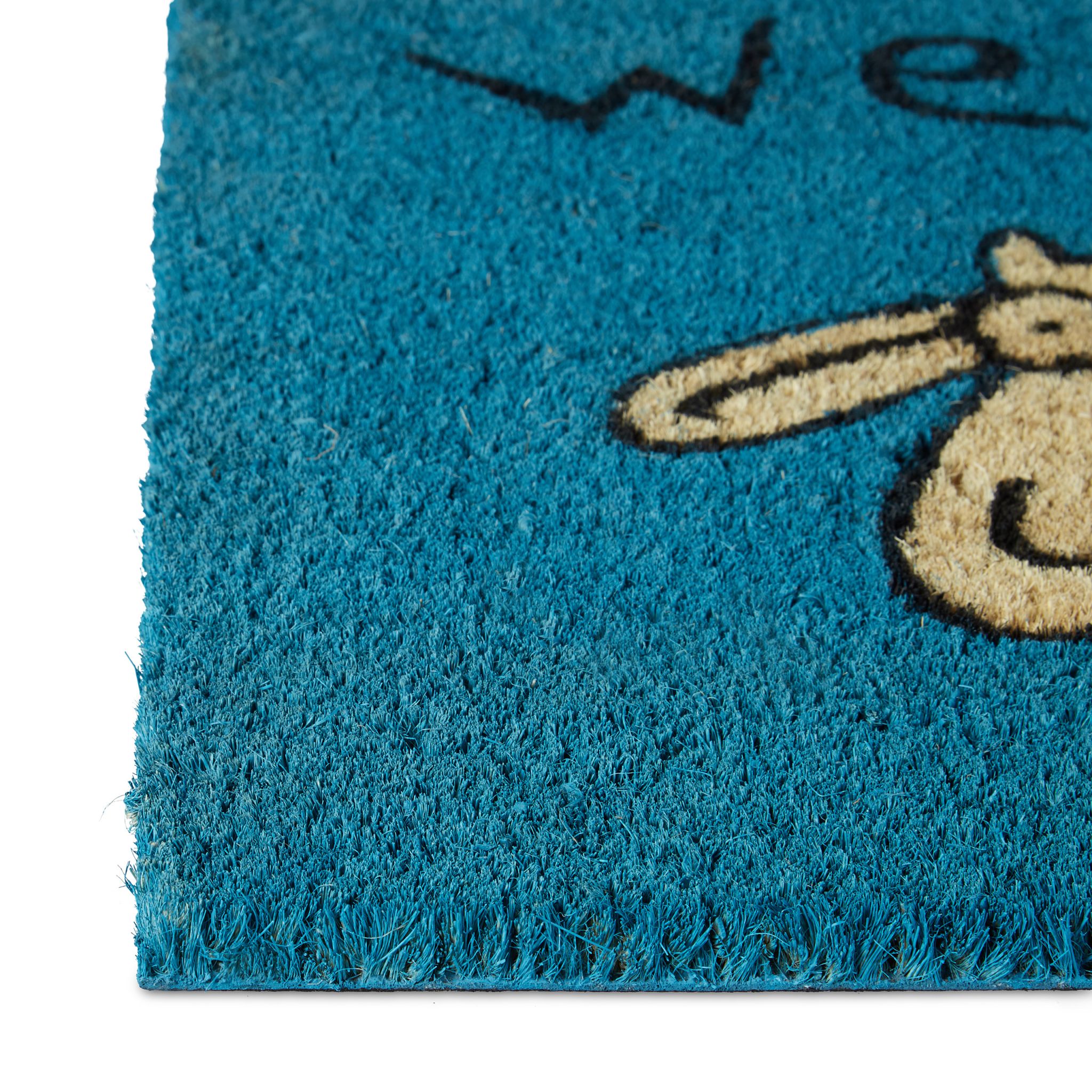 Fussmatte Kokos WELCOME Schaf blau Weiss-Blau von Relaxdays