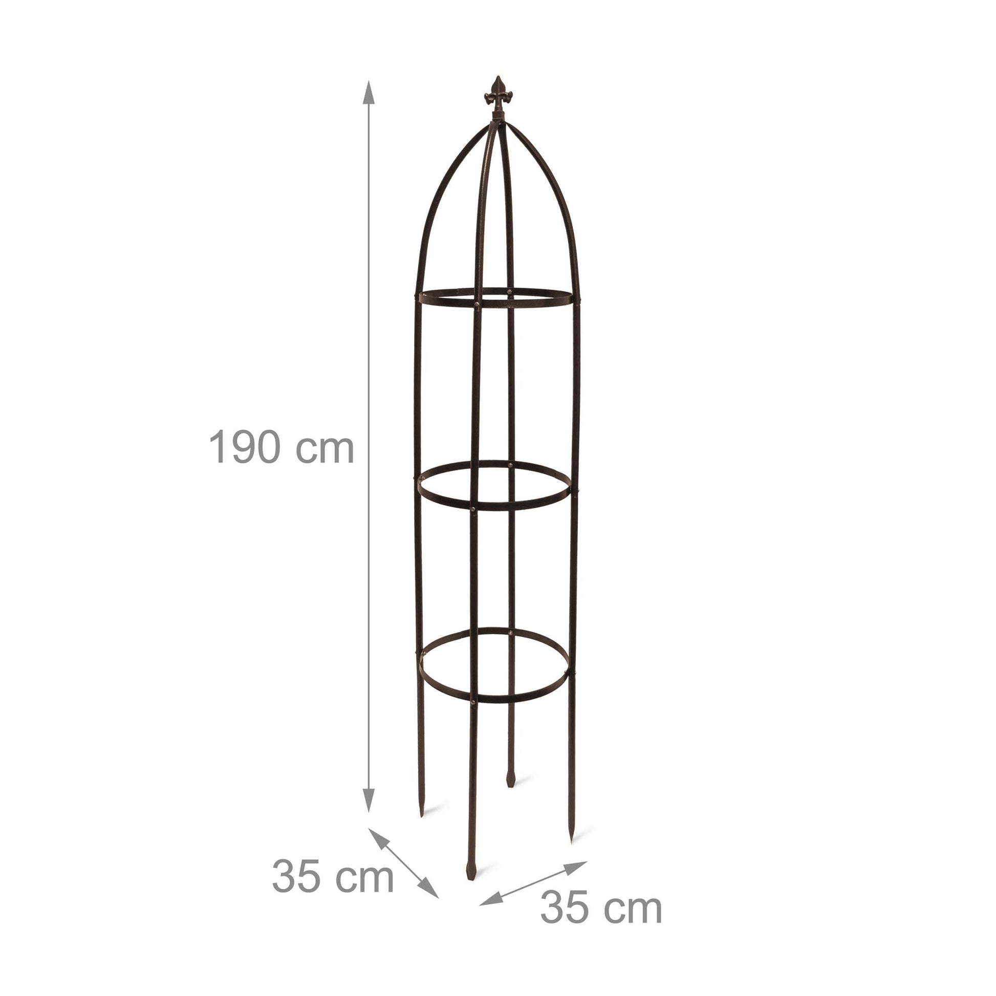 Rankhilfe Obelisk Metall 190cm Braun von Relaxdays