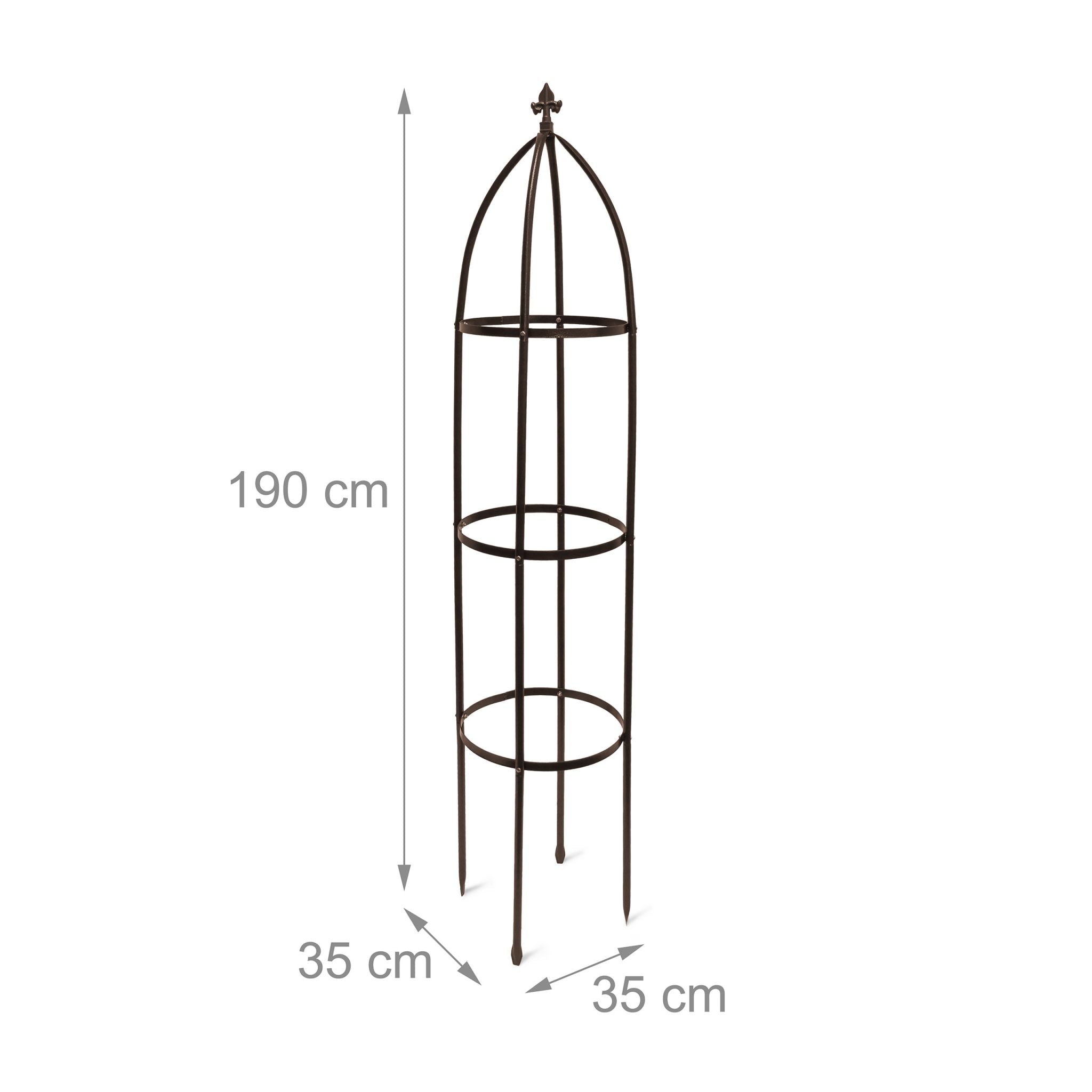 Rankhilfe Obelisk Metall 190cm Braun von Relaxdays