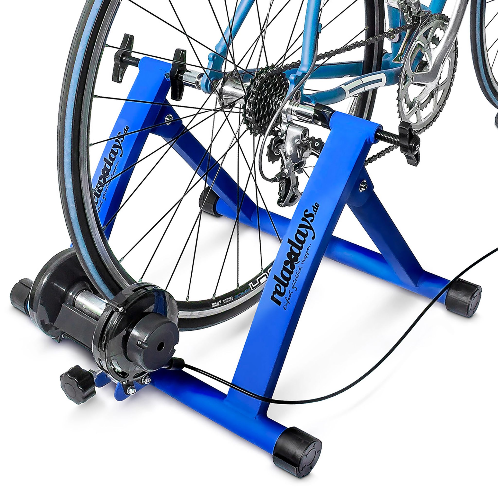 Fahrrad Rollentrainer mit 6 Gängen Blau-Schwarz von Relaxdays