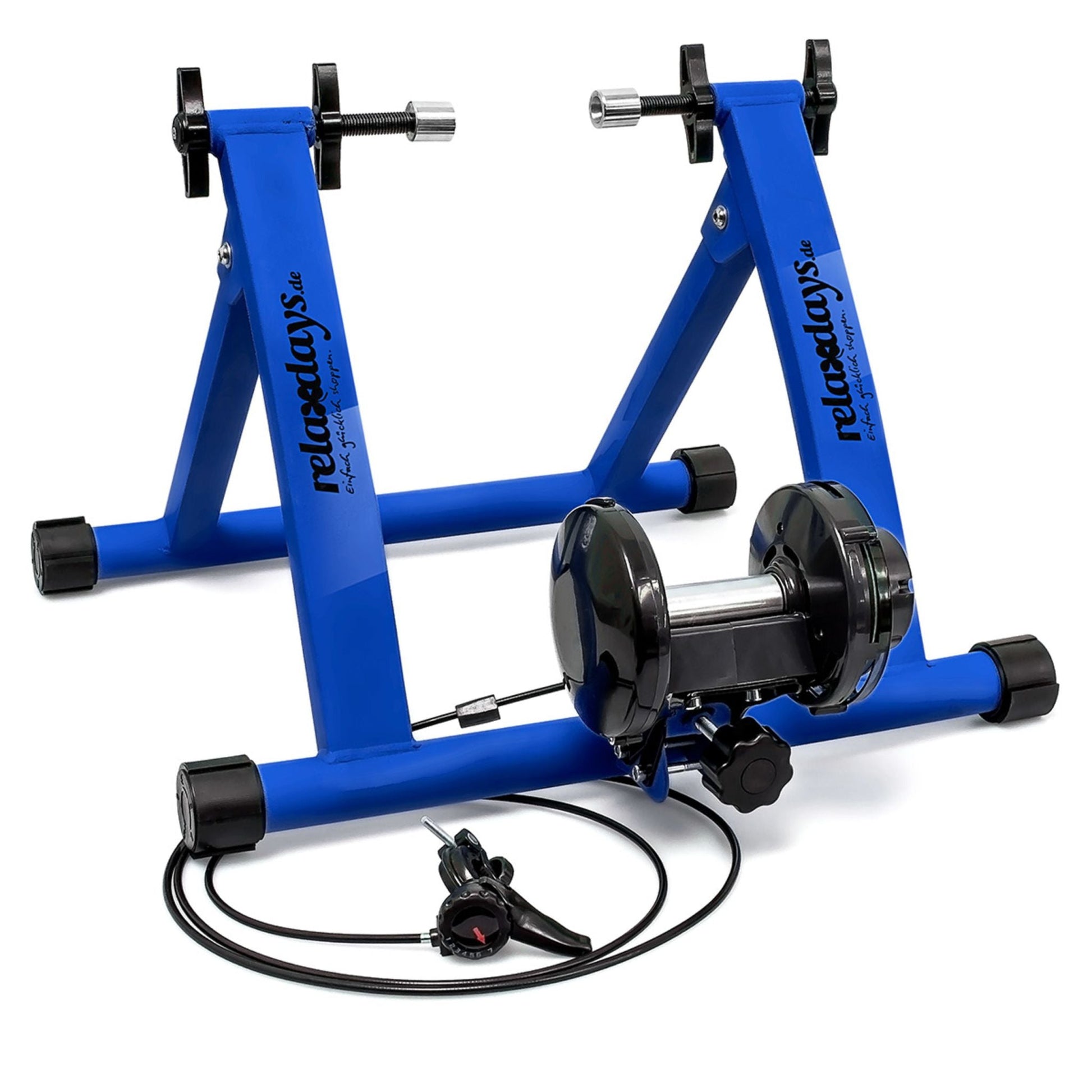 Fahrrad Rollentrainer mit 6 Gängen Blau-Schwarz von Relaxdays