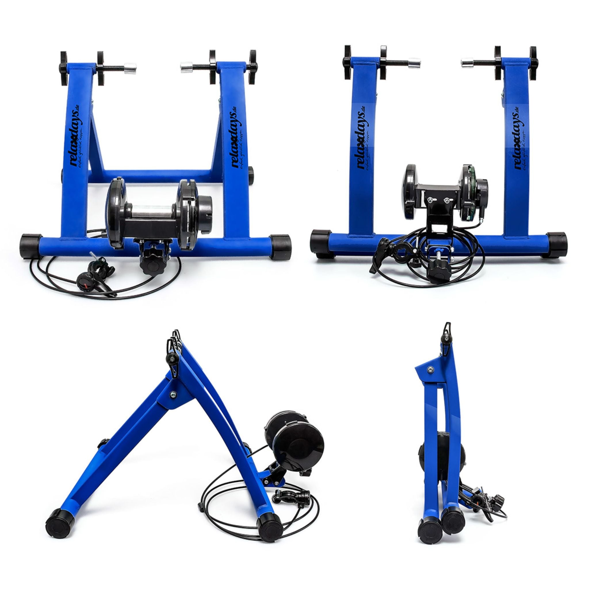 Fahrrad Rollentrainer mit 6 Gängen Blau-Schwarz von Relaxdays