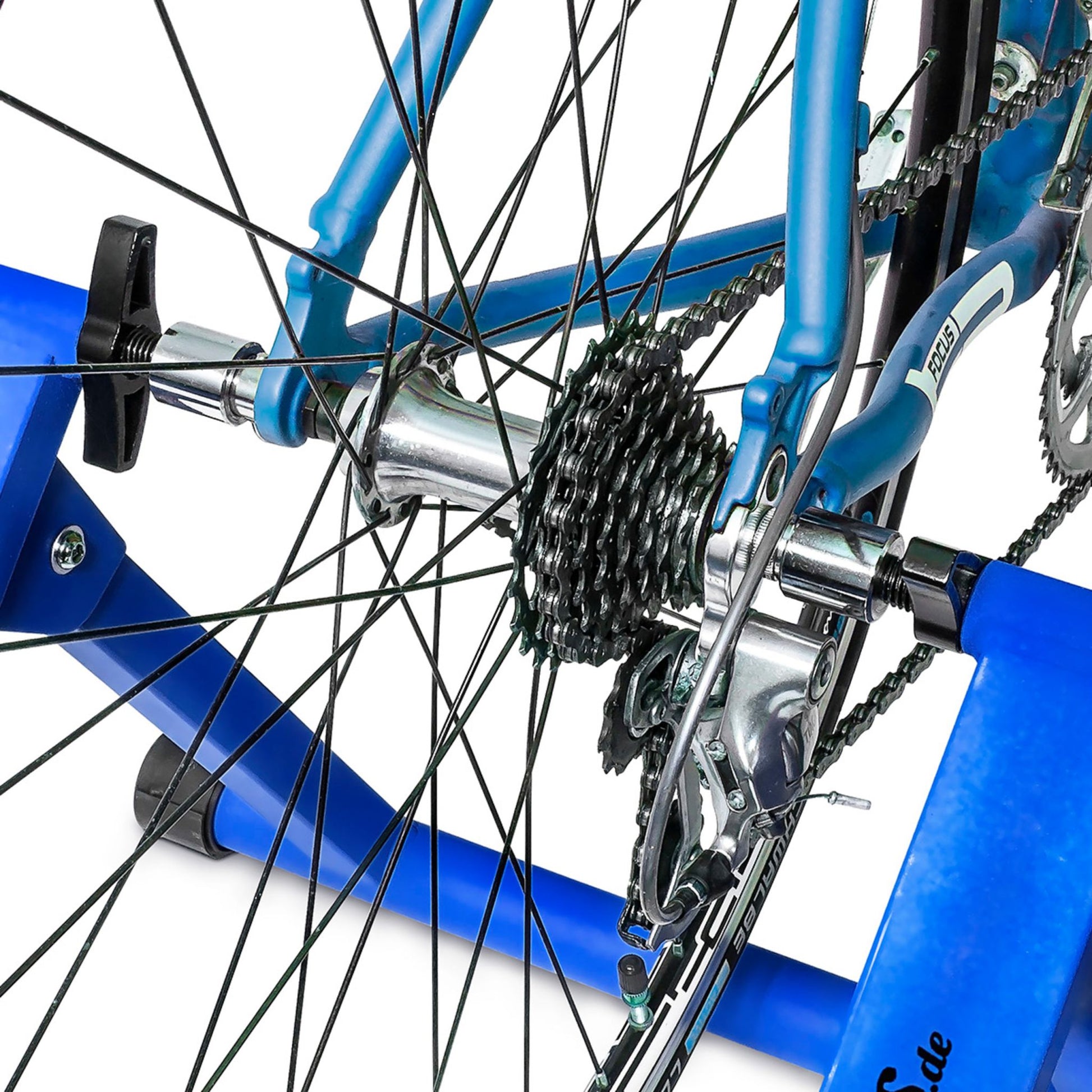 Fahrrad Rollentrainer mit 6 Gängen Blau-Schwarz von Relaxdays