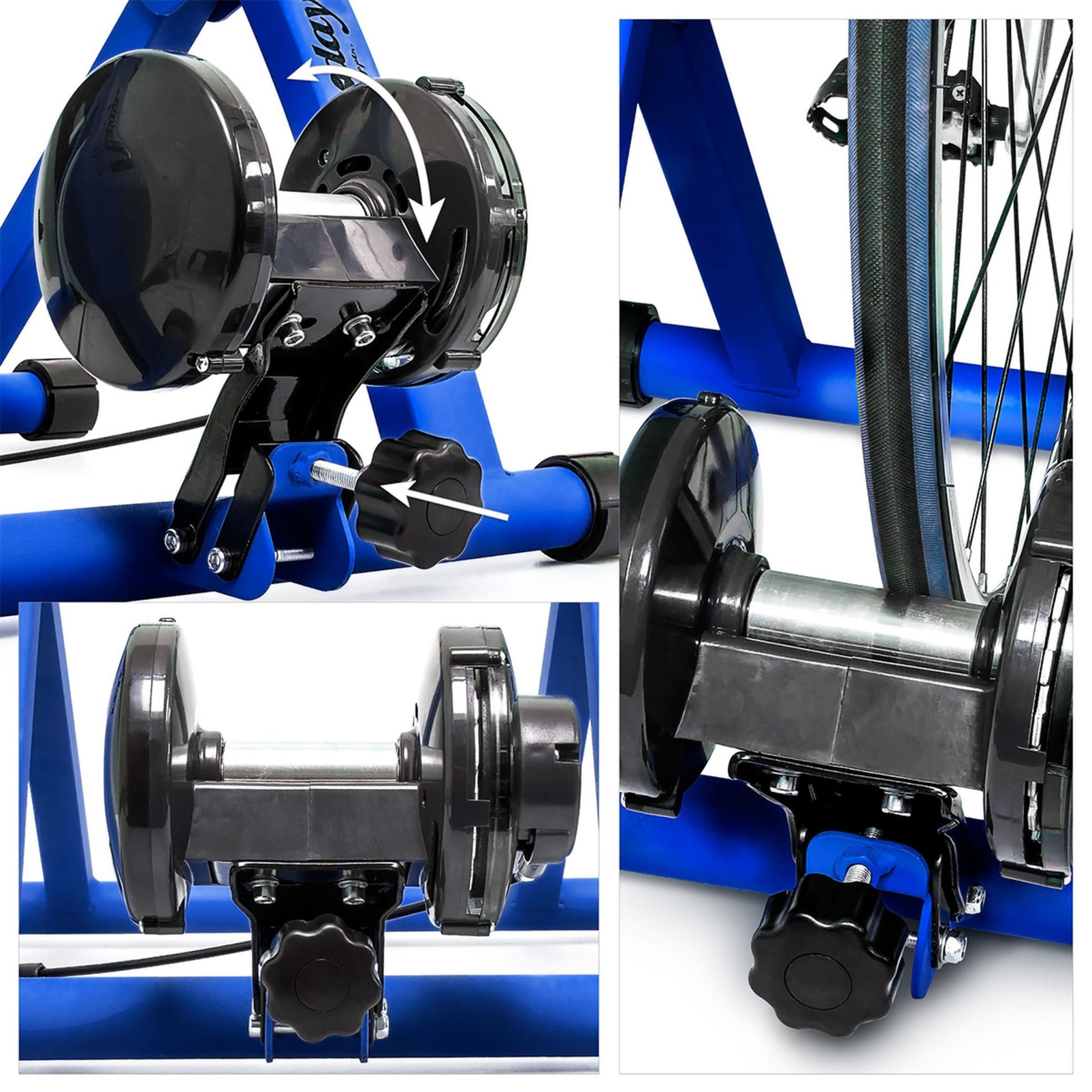 Fahrrad Rollentrainer mit 6 Gängen Blau-Schwarz von Relaxdays