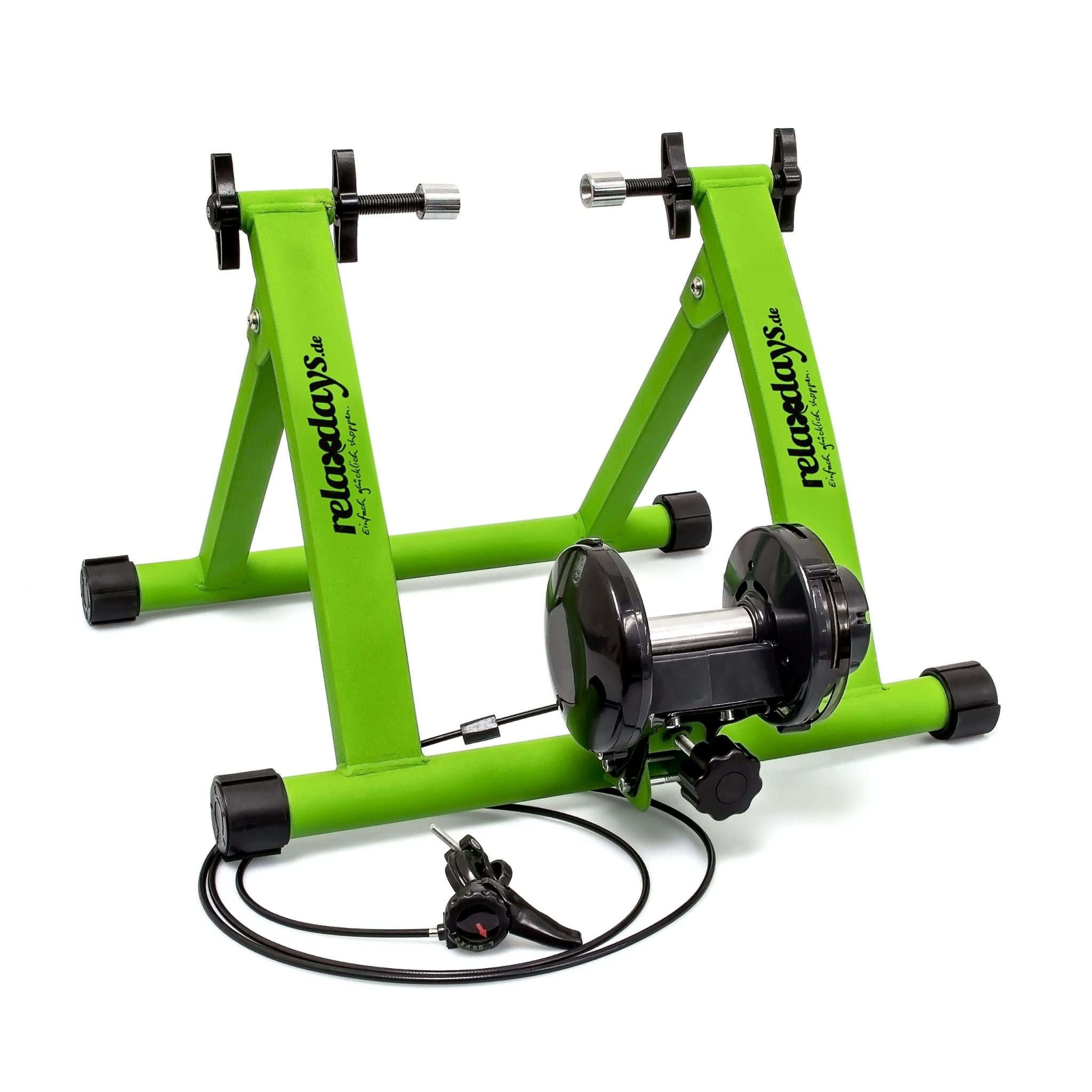 Fahrrad Rollentrainer mit 6 Gängen Grün-Schwarz von Relaxdays