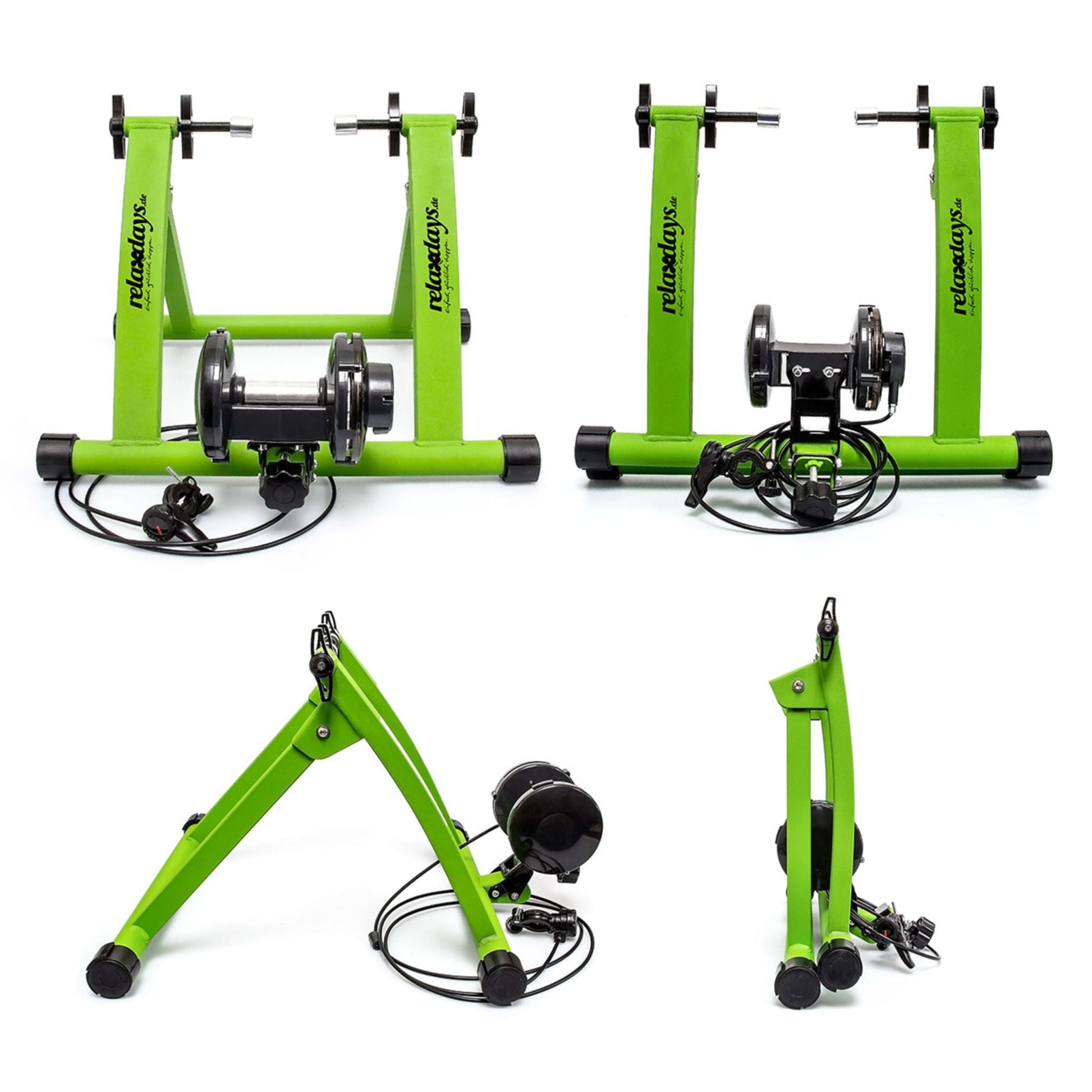 Fahrrad Rollentrainer mit 6 Gängen Grün-Schwarz von Relaxdays