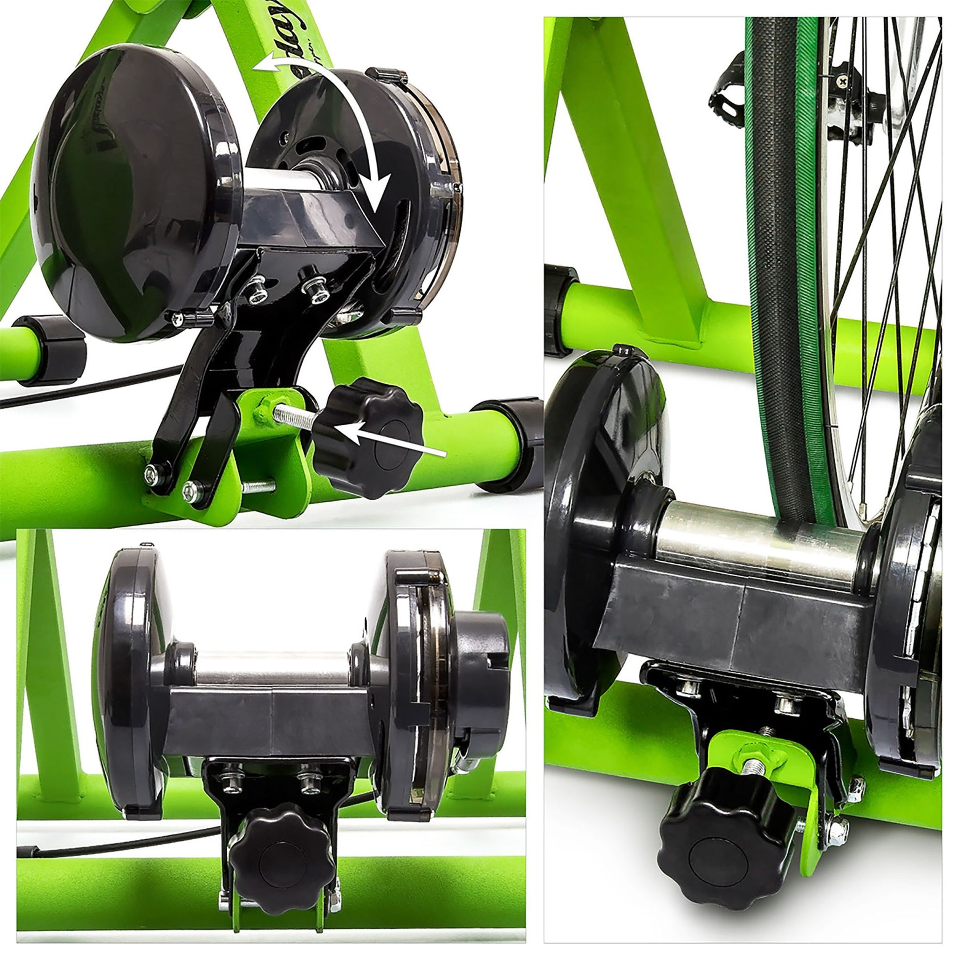 Fahrrad Rollentrainer mit 6 Gängen Grün-Schwarz von Relaxdays