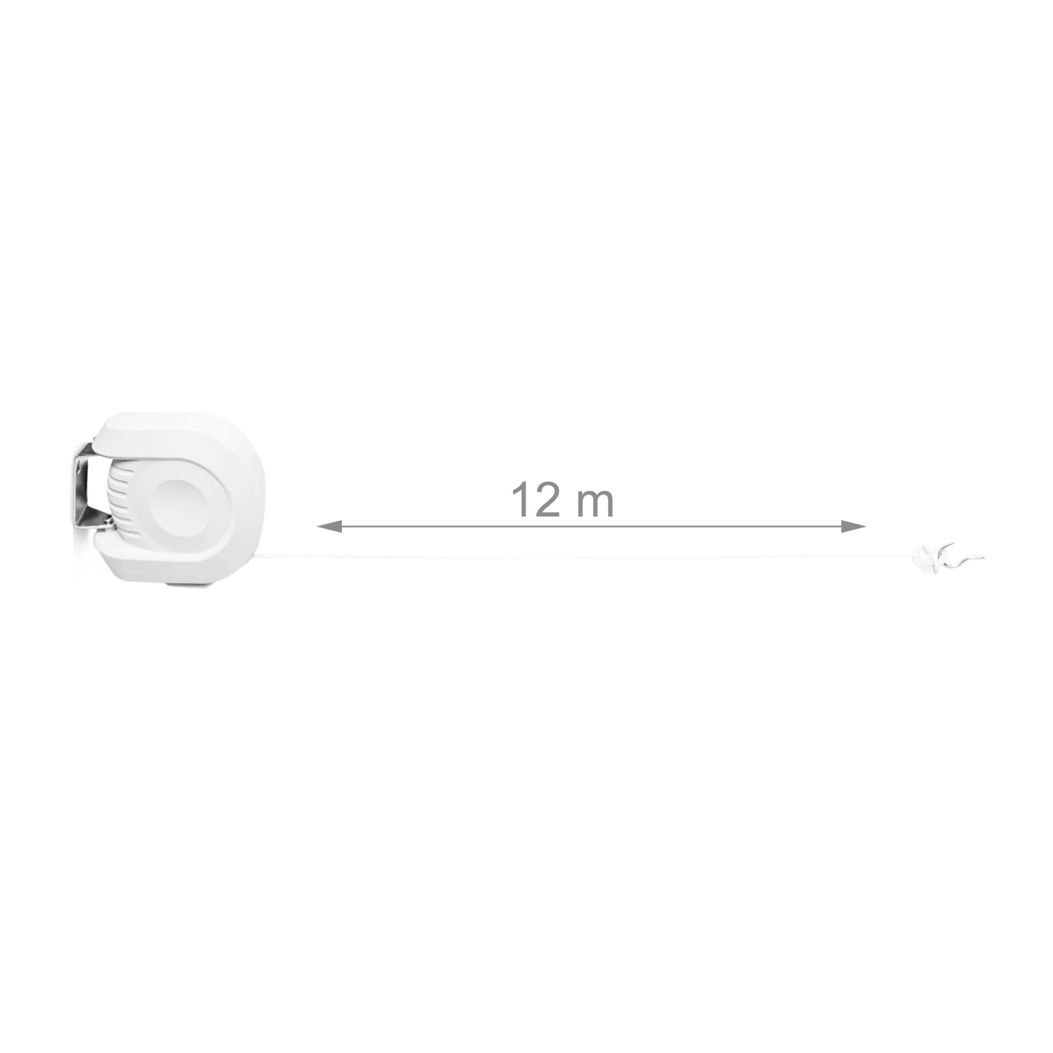 Wäscheleine ziehbar auf 12 m Weiss-Silber von Relaxdays