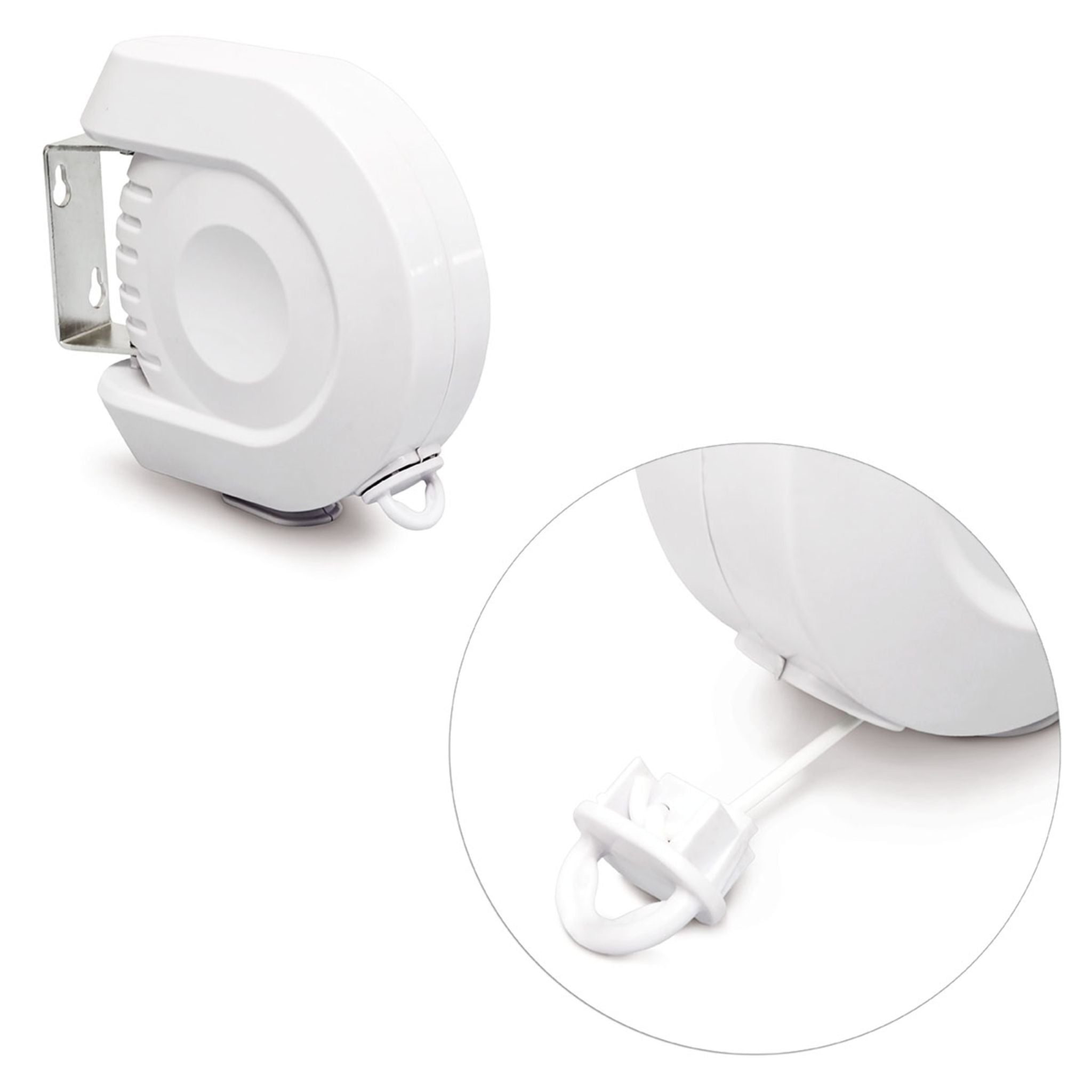 Wäscheleine ziehbar auf 12 m Weiss-Silber von Relaxdays