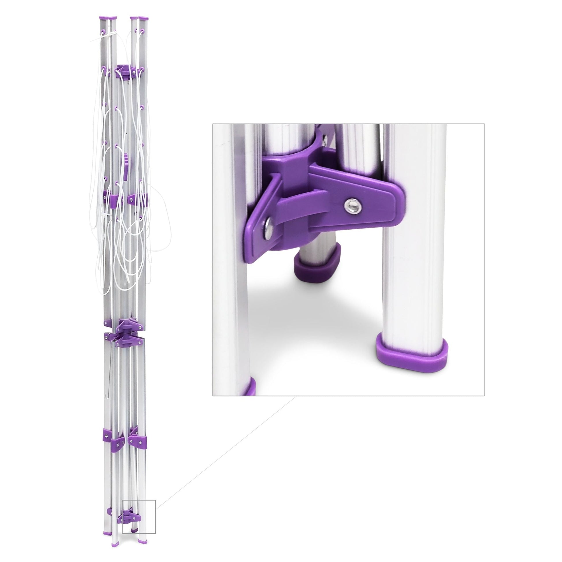 Wäschespinne 19 m Leine mit Standfuss Weiss-Lila-Silber von Relaxdays