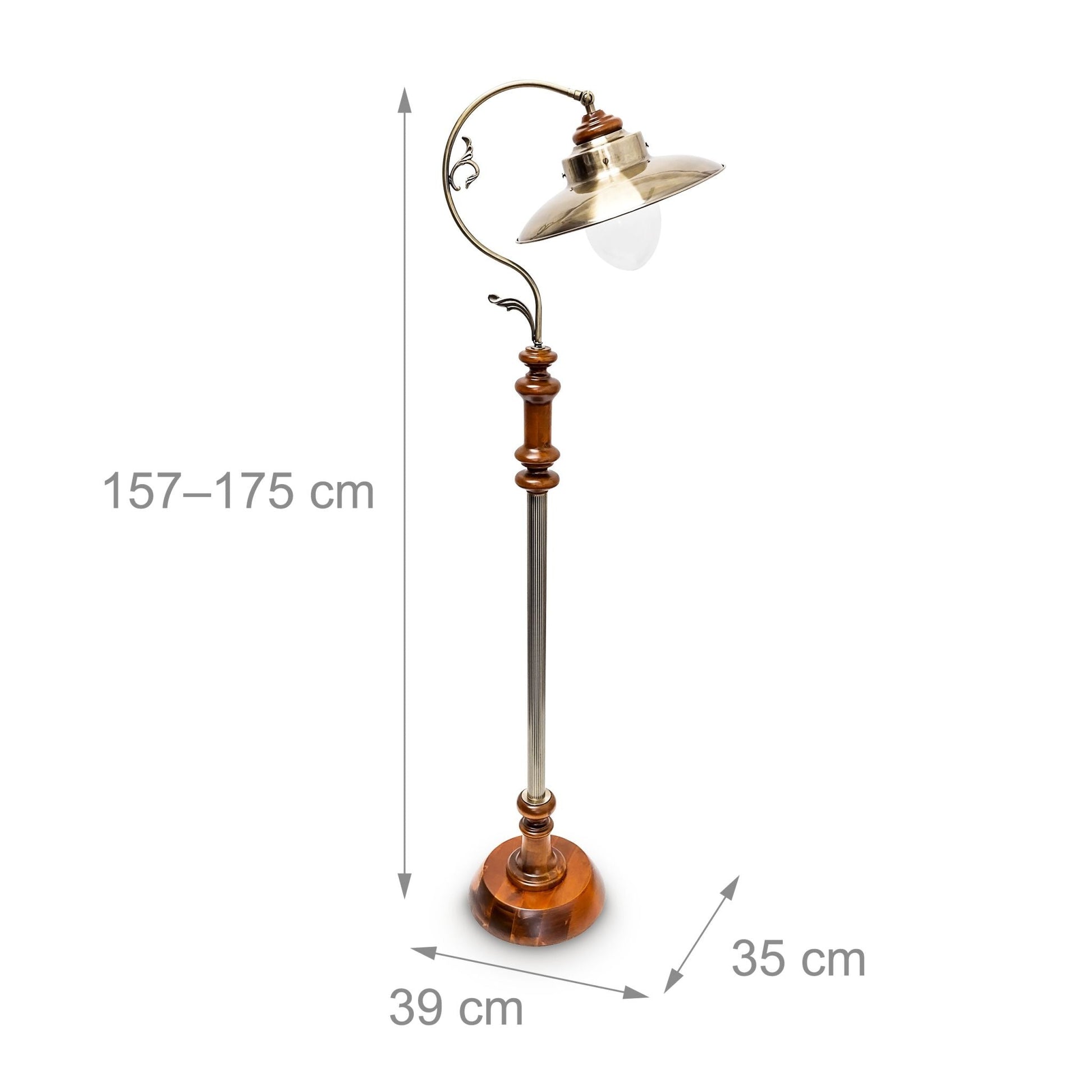 Stehlampe Jugendstil Design Messing Braun-Gold von Relaxdays