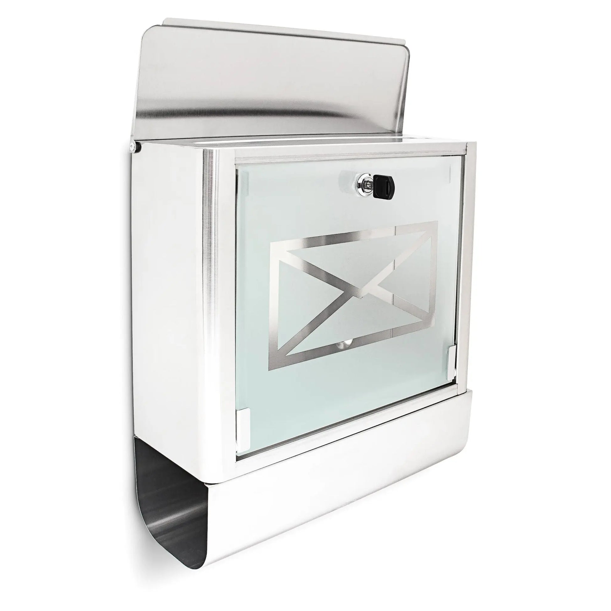 Edelstahl Briefkasten mit Zeitungsrolle Silber-Transparent von Relaxdays