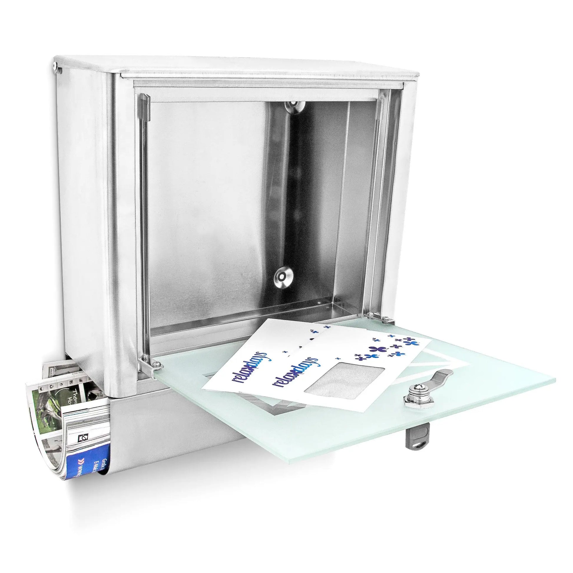 Edelstahl Briefkasten mit Zeitungsrolle Silber-Transparent von Relaxdays