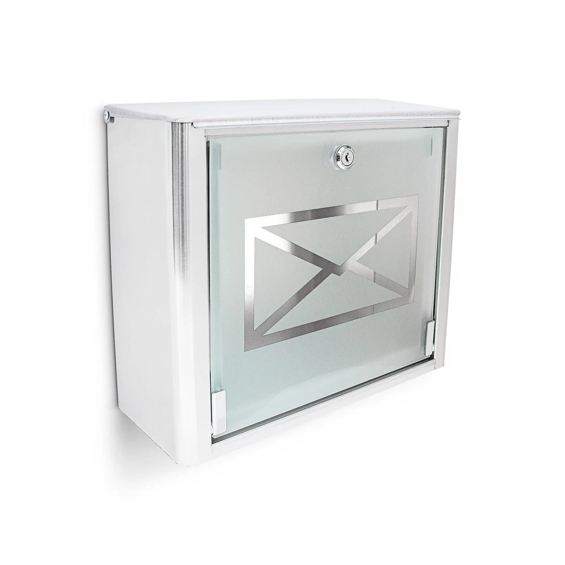 Briefkasten Glas mit Brief-Motiv Silber-Transparent von Relaxdays