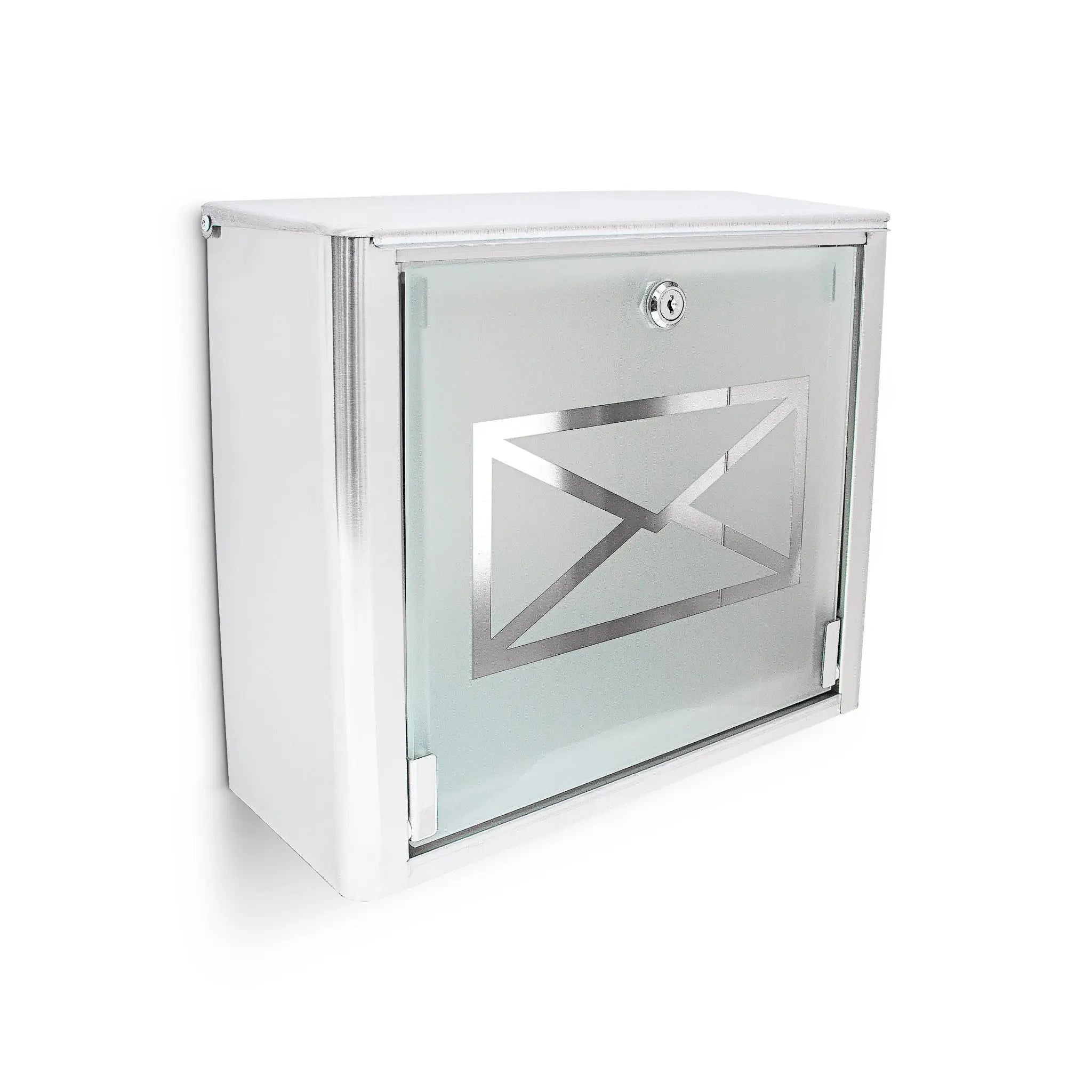 Briefkasten Glas mit Brief-Motiv Silber-Transparent von Relaxdays