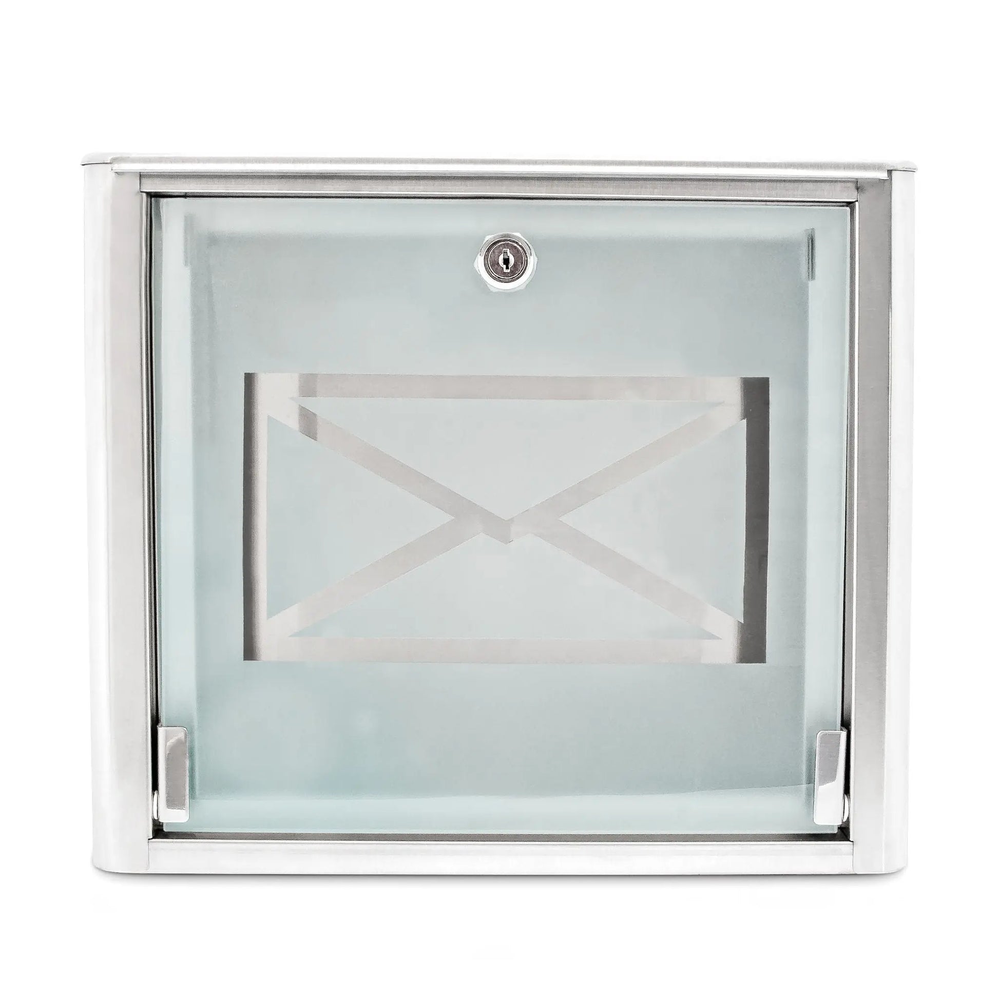 Briefkasten Glas mit Brief-Motiv Silber-Transparent von Relaxdays