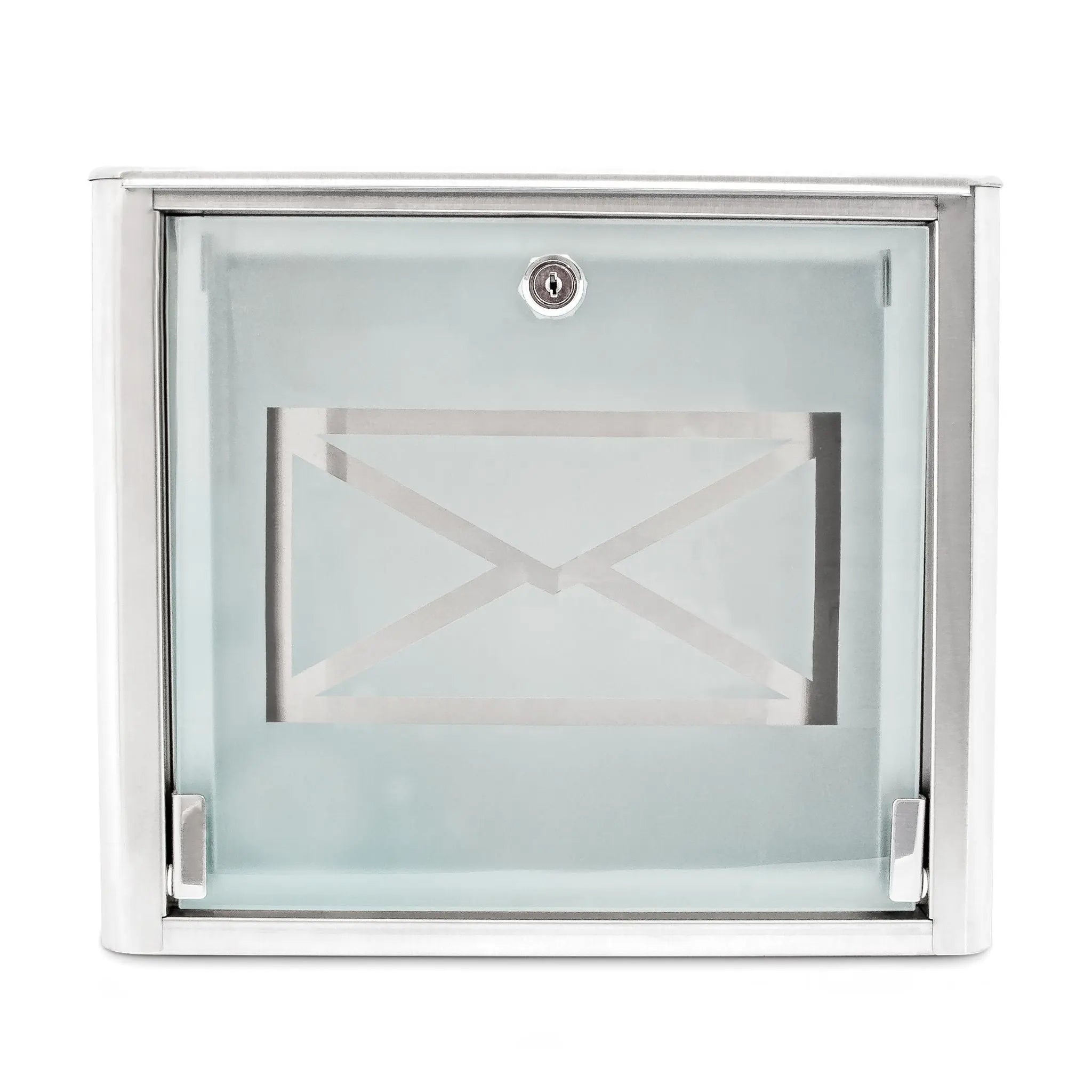 Briefkasten Glas mit Brief-Motiv Silber-Transparent von Relaxdays