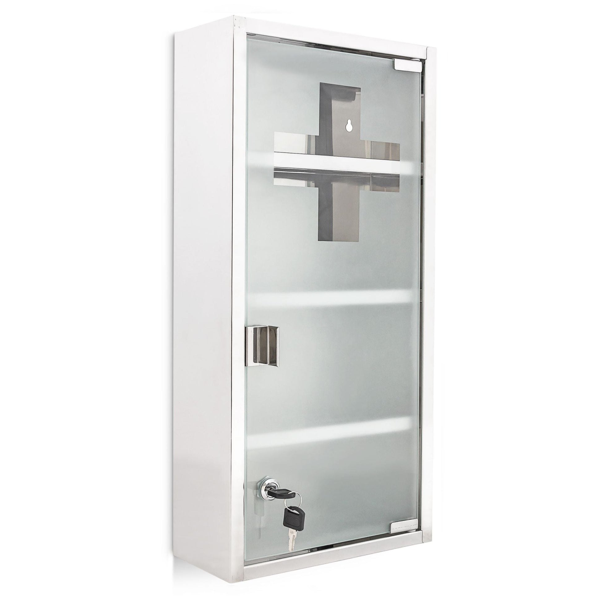 Medizinschrank abschliessbar Edelstahl Silber-Transparent von Relaxdays