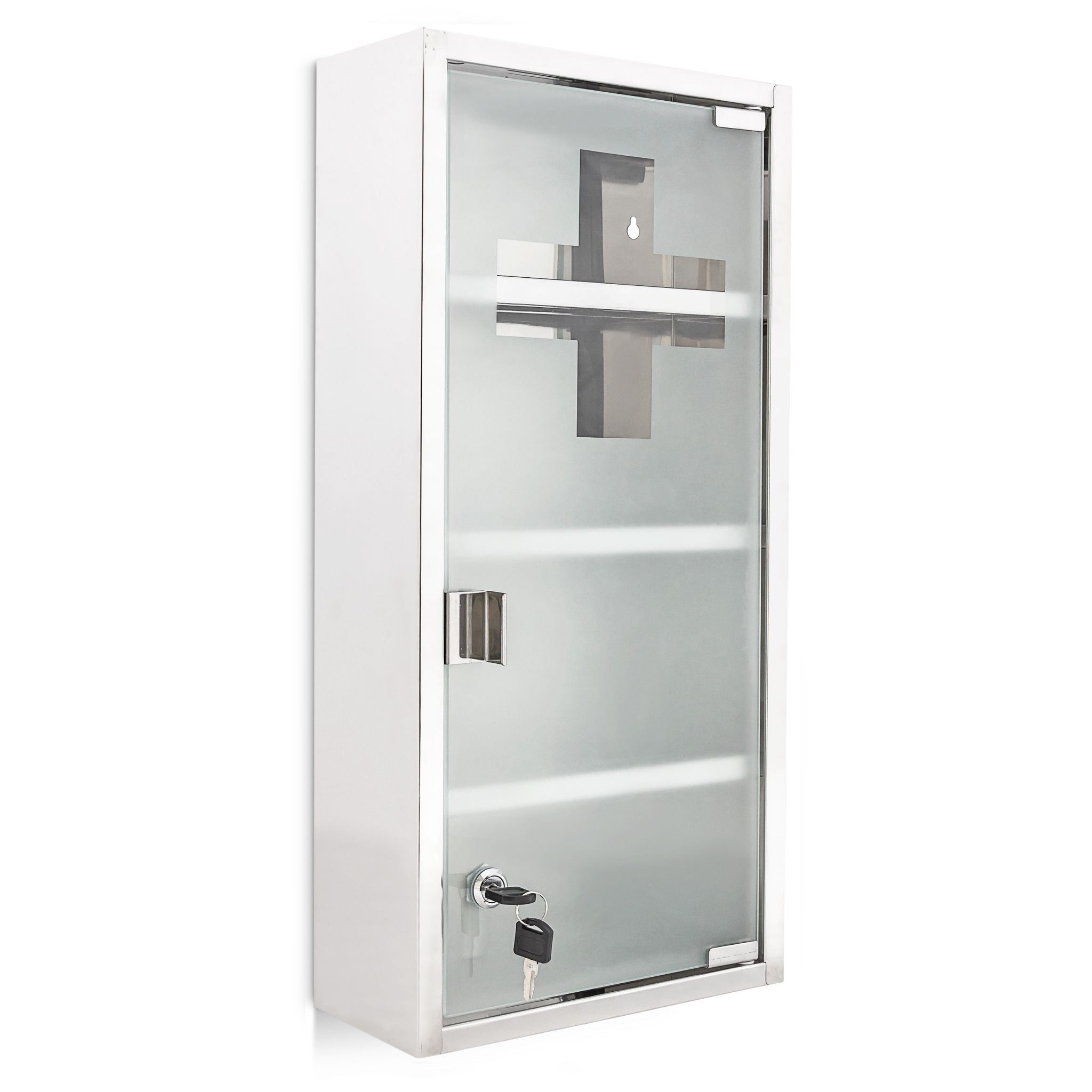 Medizinschrank abschliessbar Edelstahl Silber-Transparent von Relaxdays